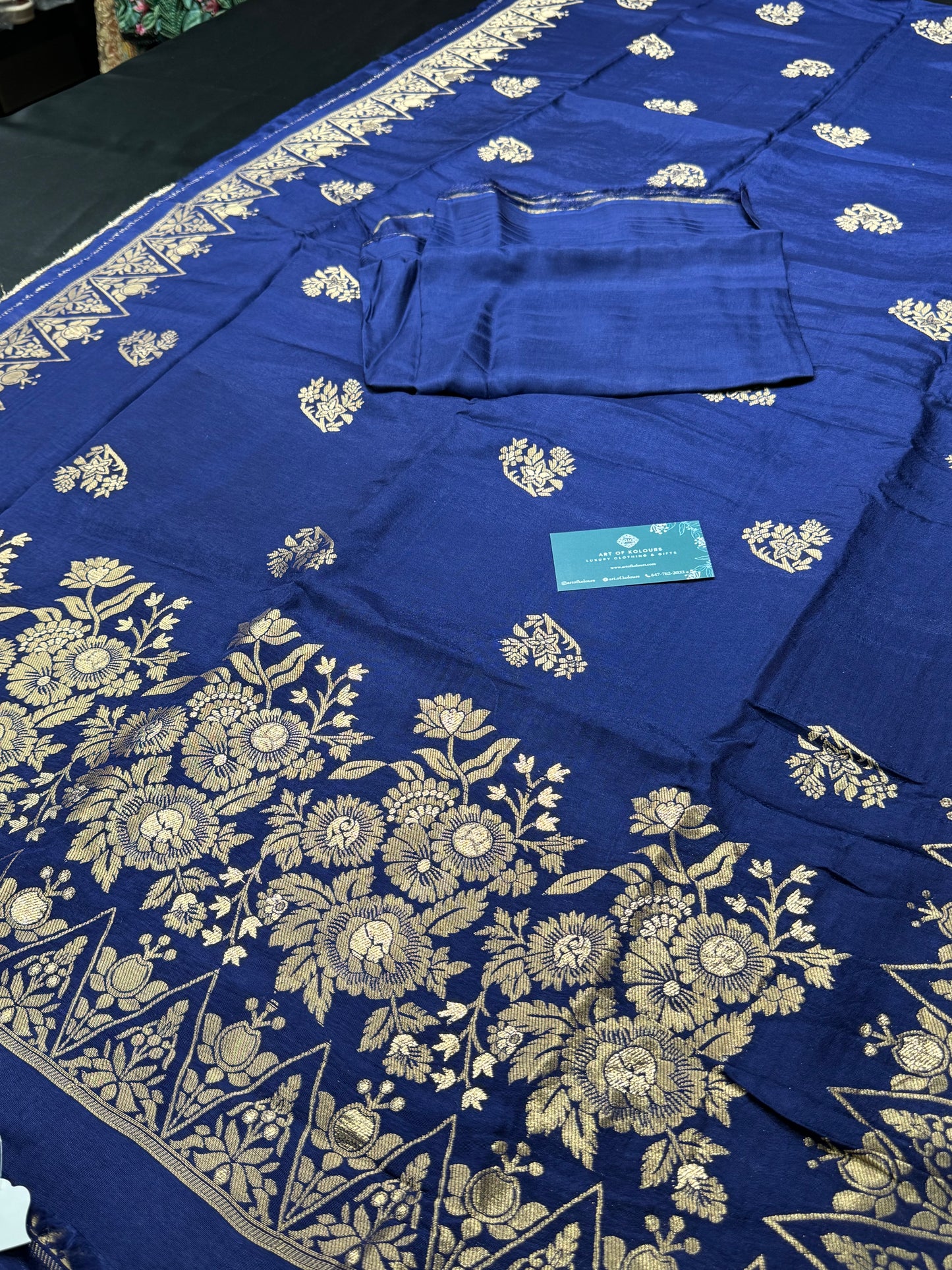 Navy Banarsi Phulwar Unstitched Suit