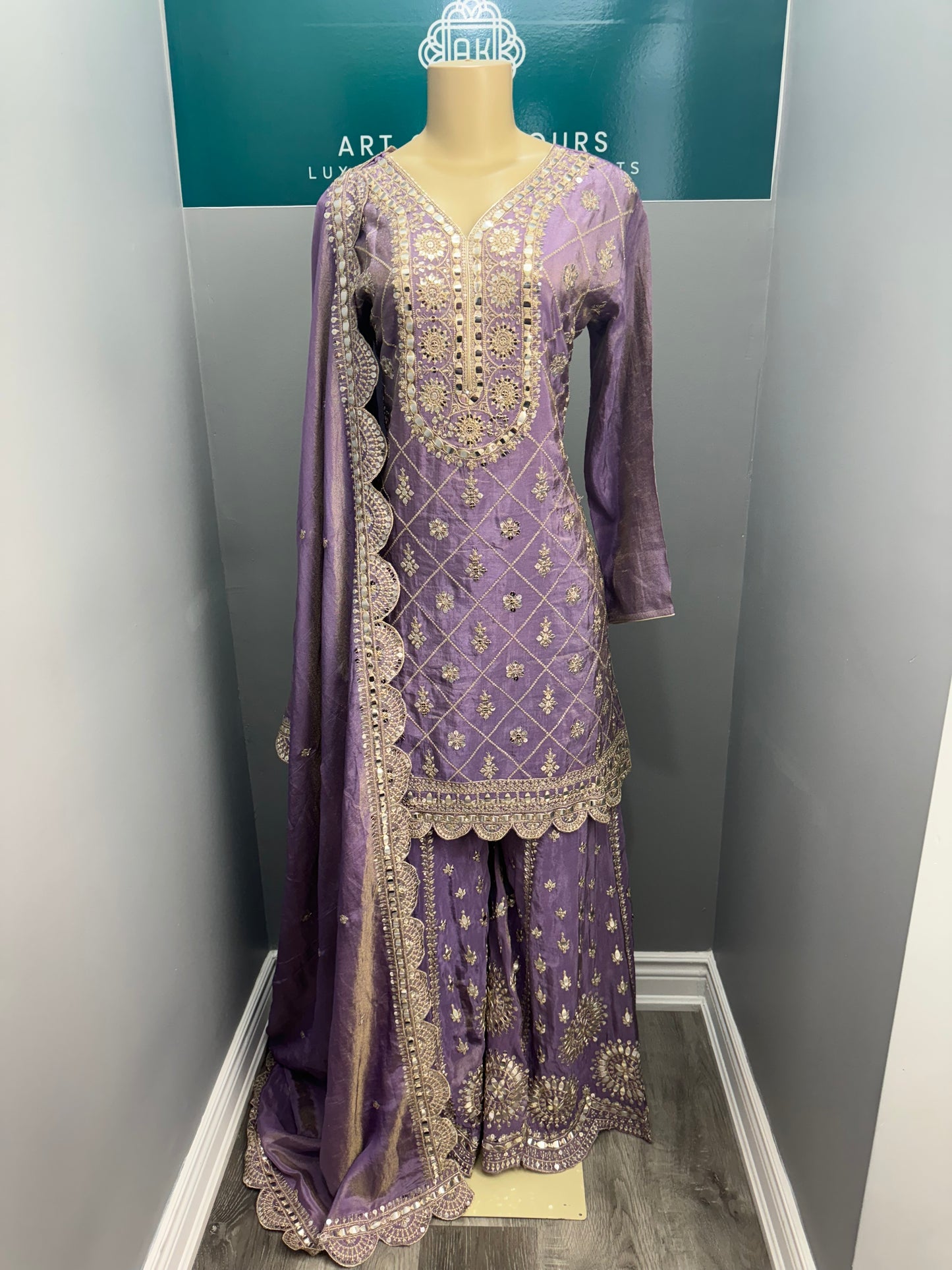 Lavender Rooh Sharara Suit
