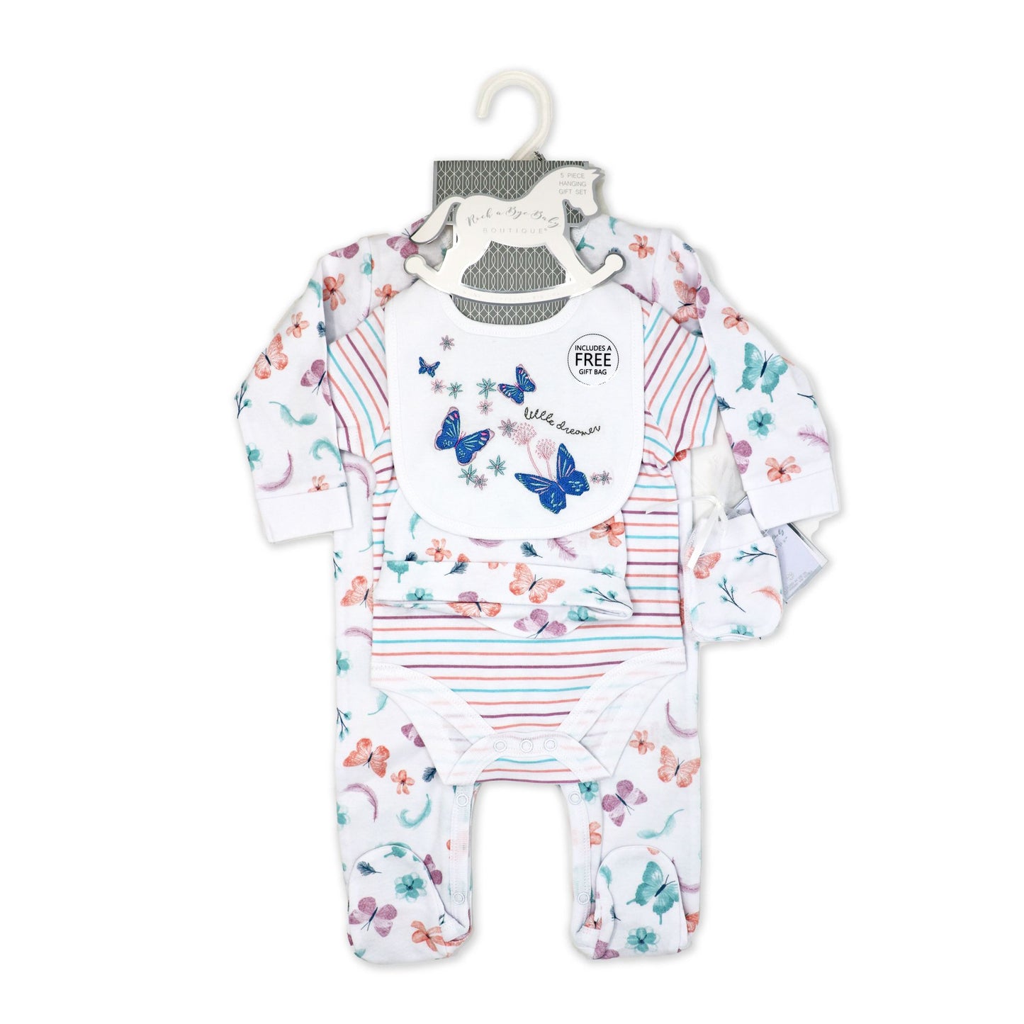 Girls 5 Piece Mesh Bag Set: Butterfly