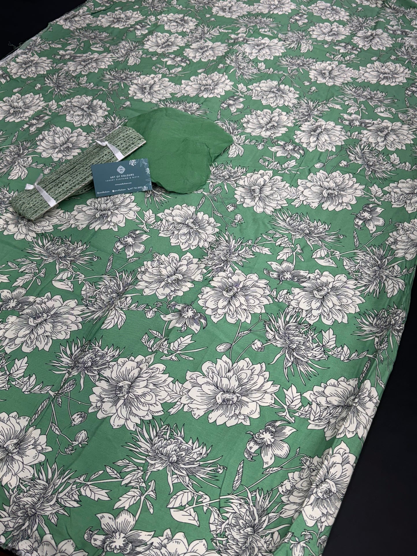 Phula da Ghar Green Unstitched Suit