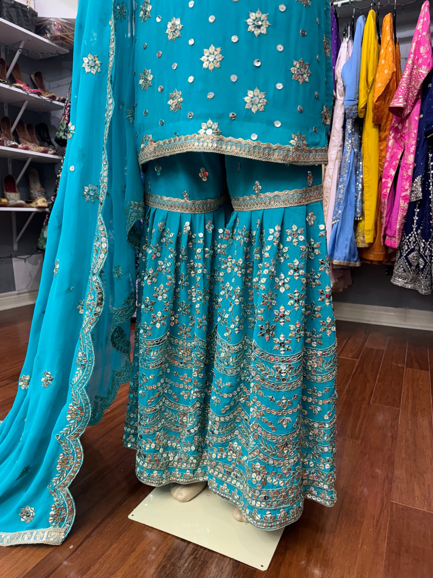 Ferozi Party Wear Gharara Suit