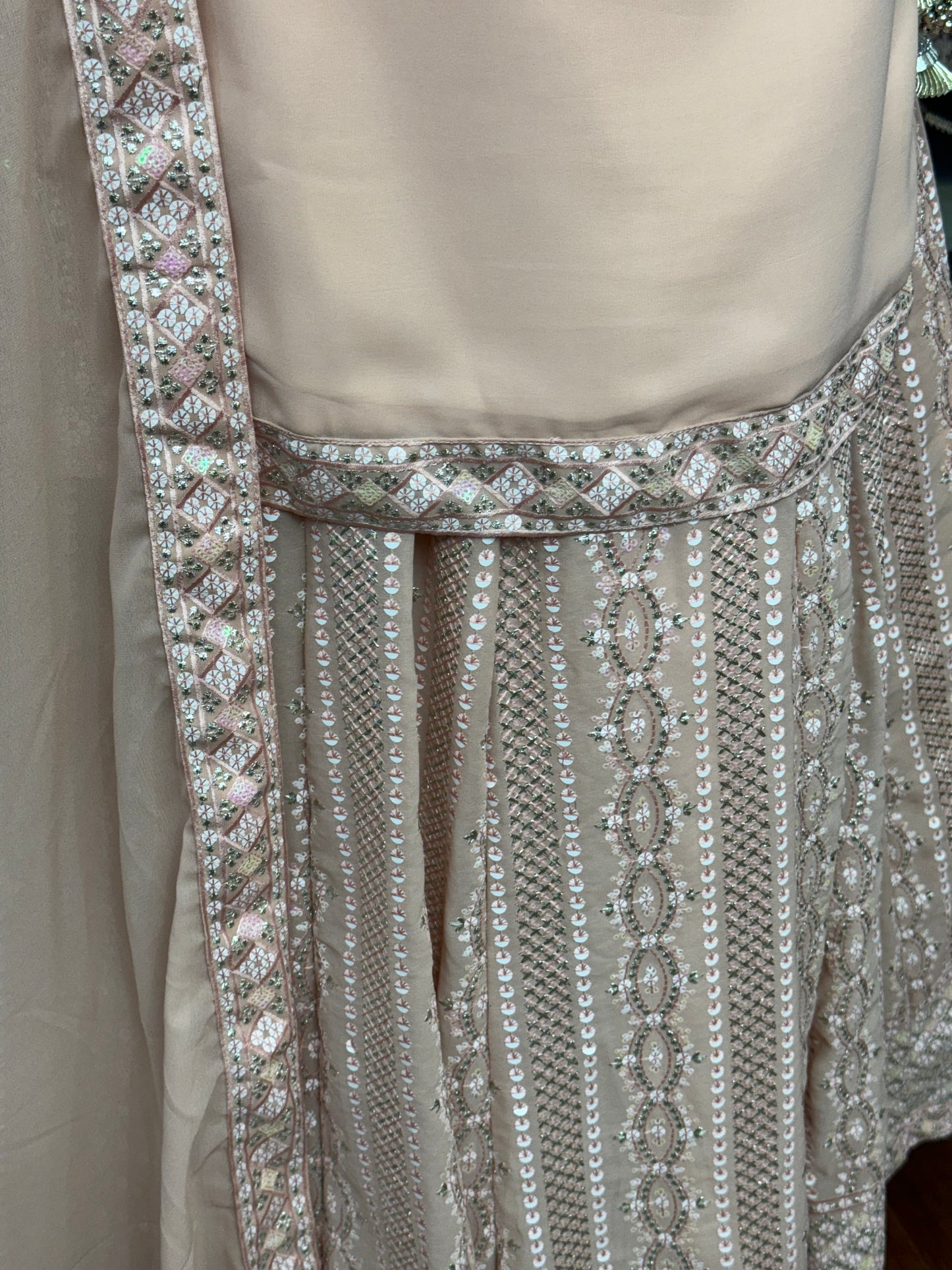 Sequence Work Long Top Lehenga Peach