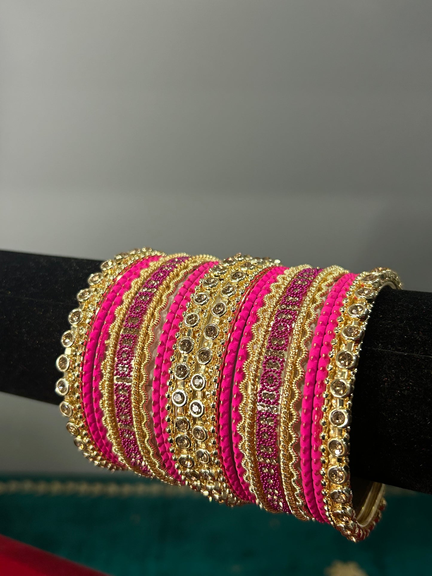 Hot Pink Gold Noor Bangles