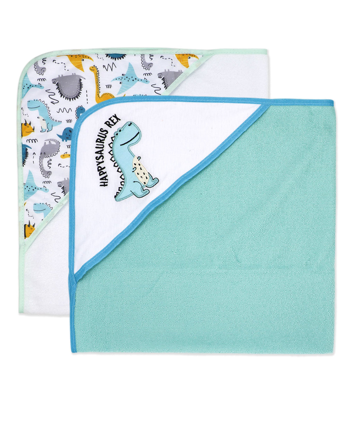 2 Pack Dino Party Baby Towel - Blue & White