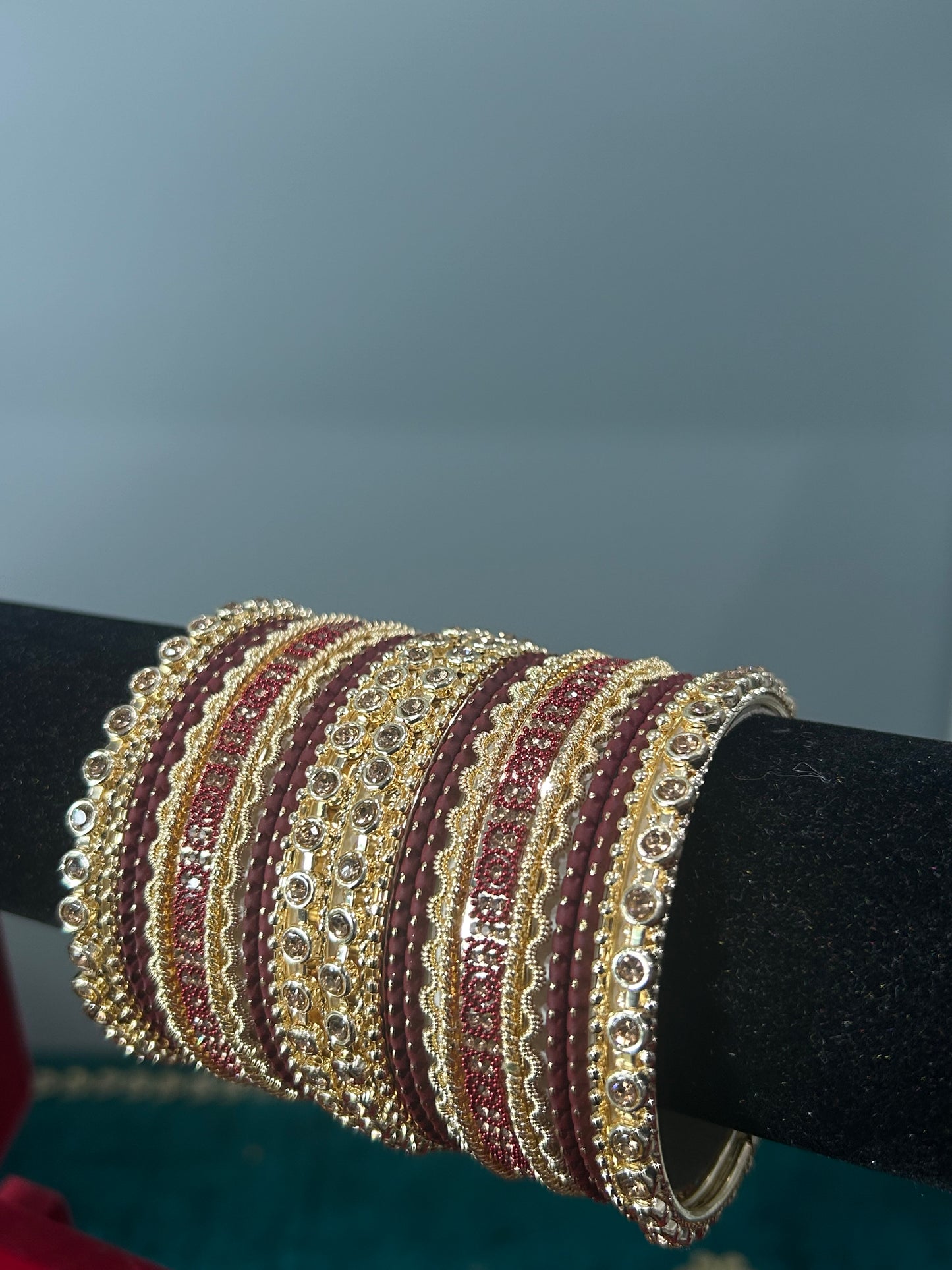 Maroon Gold Noor Bangles