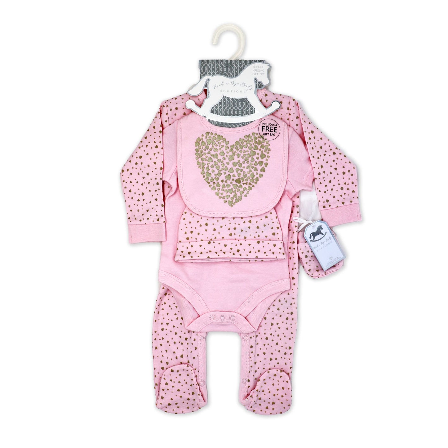 Girls 5 Piece Mesh Bag Set: Gold Heart