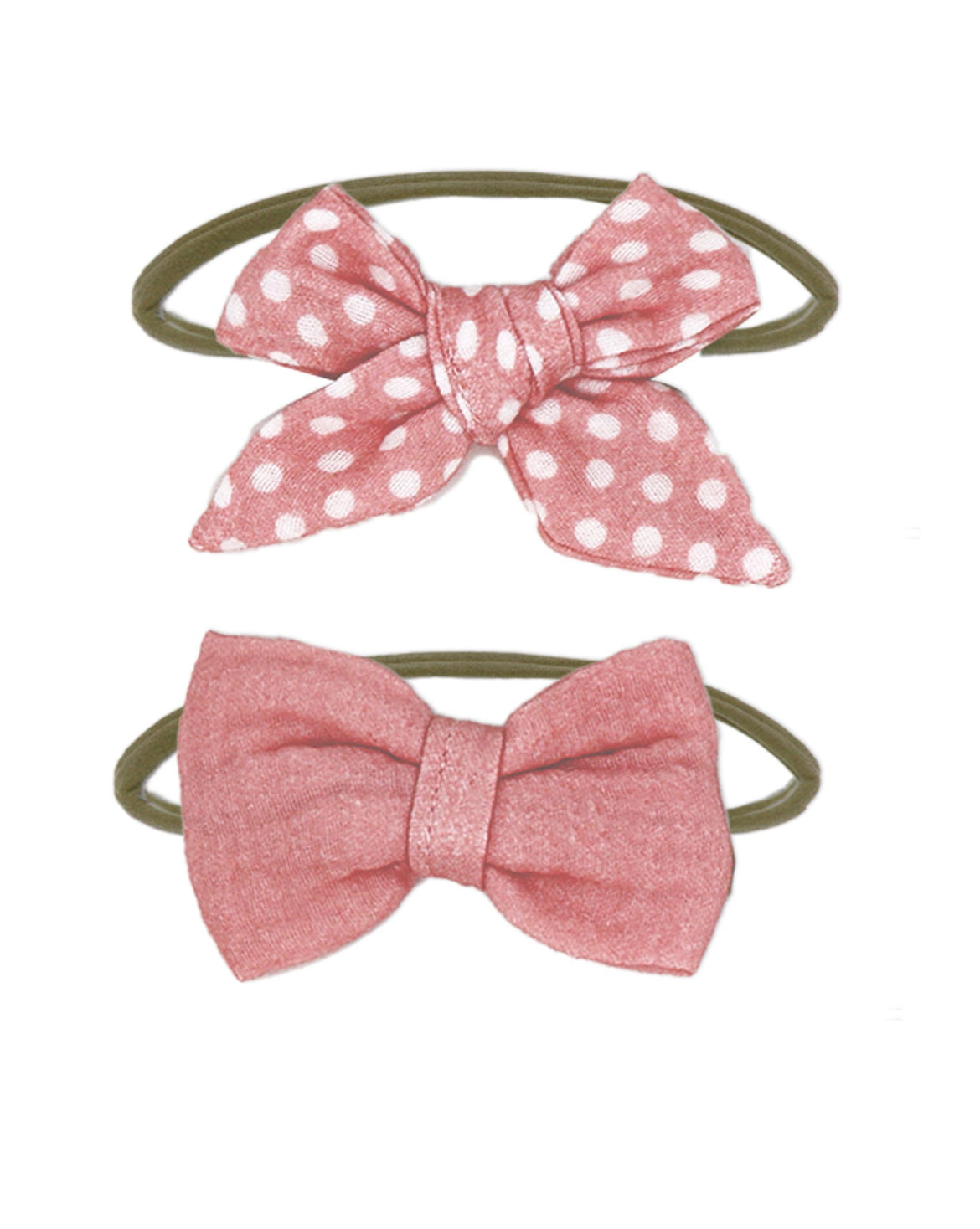 3 pc Bib and Headbands - Pink Dots