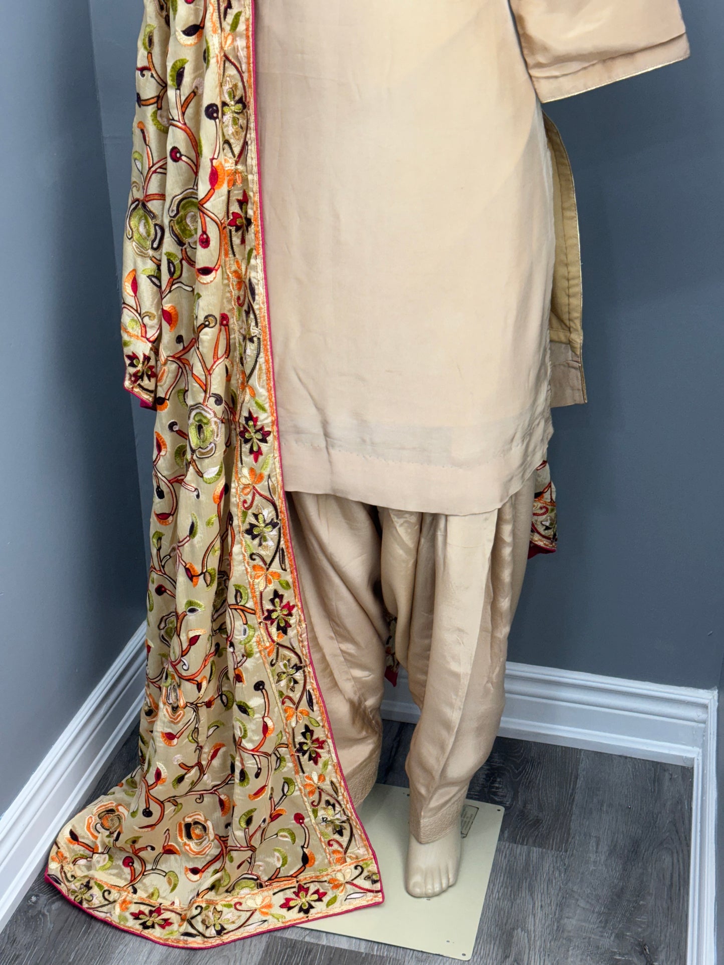 Plain Tan Salwar Suit with Heavy Dupatta