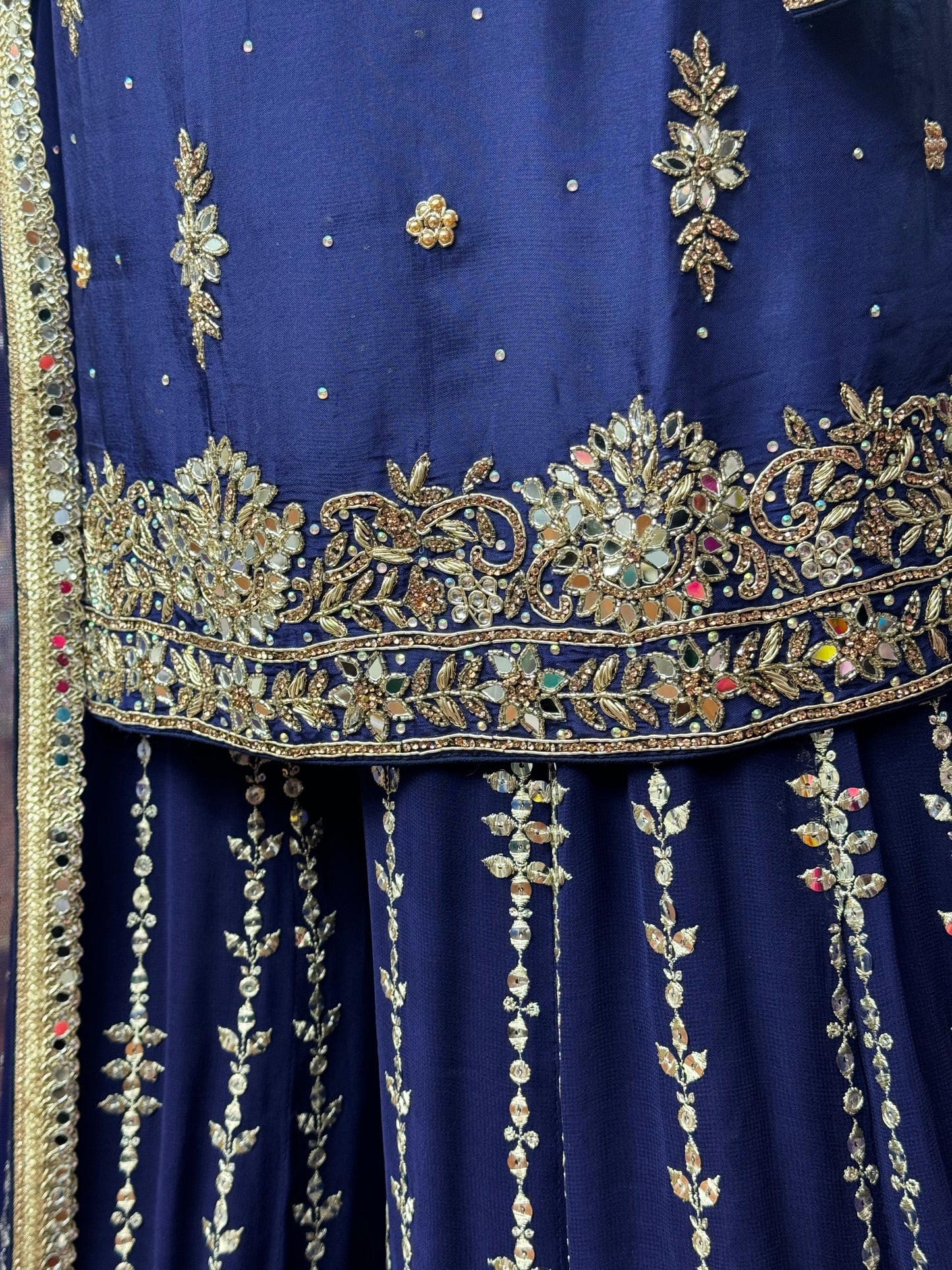 Handwork Pure Navy Sharara Suit