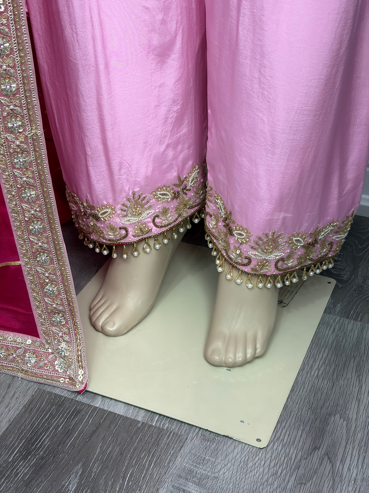 Pure Crepe Pink Morni Handwork Plazo Suit AK