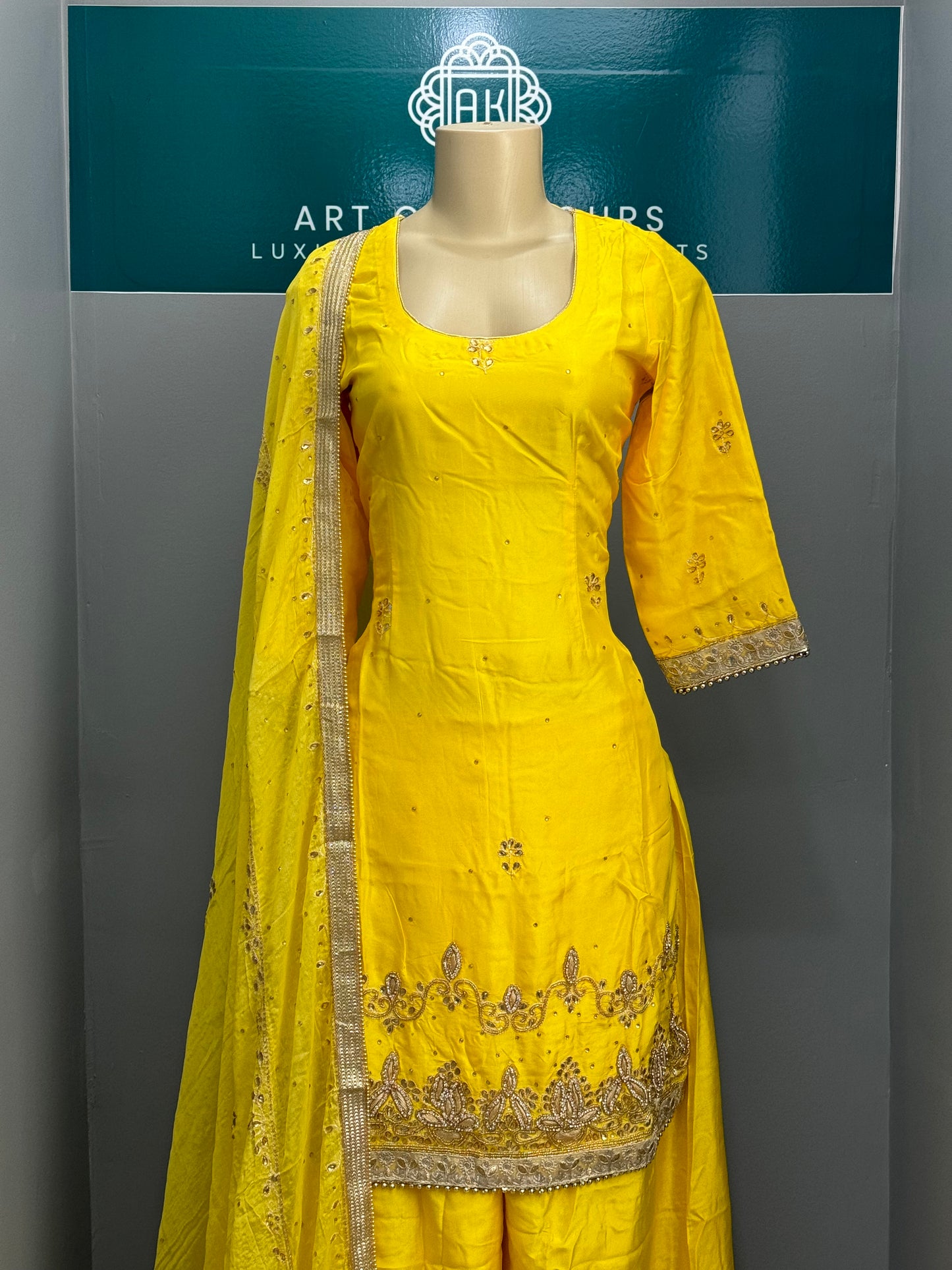 Handwork Sharara Suit- Yellow
