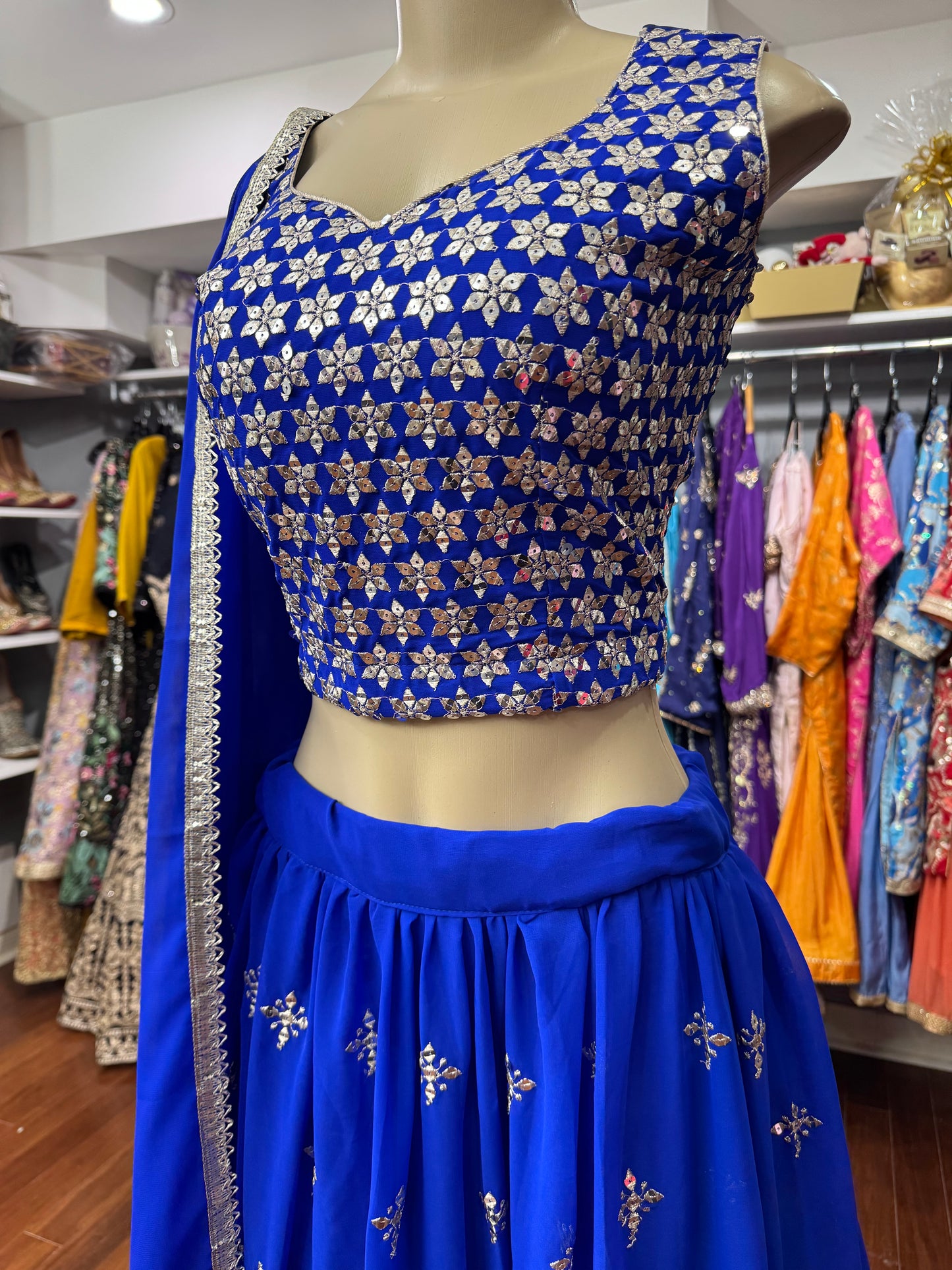 Blue Sequence Work Lehenga