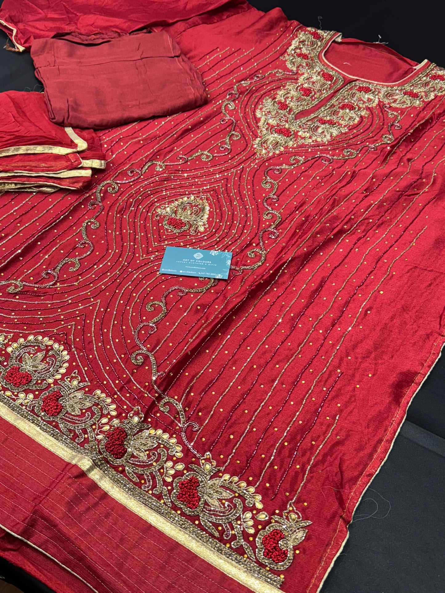 Racha Pala Red Semi-Stitched Suit