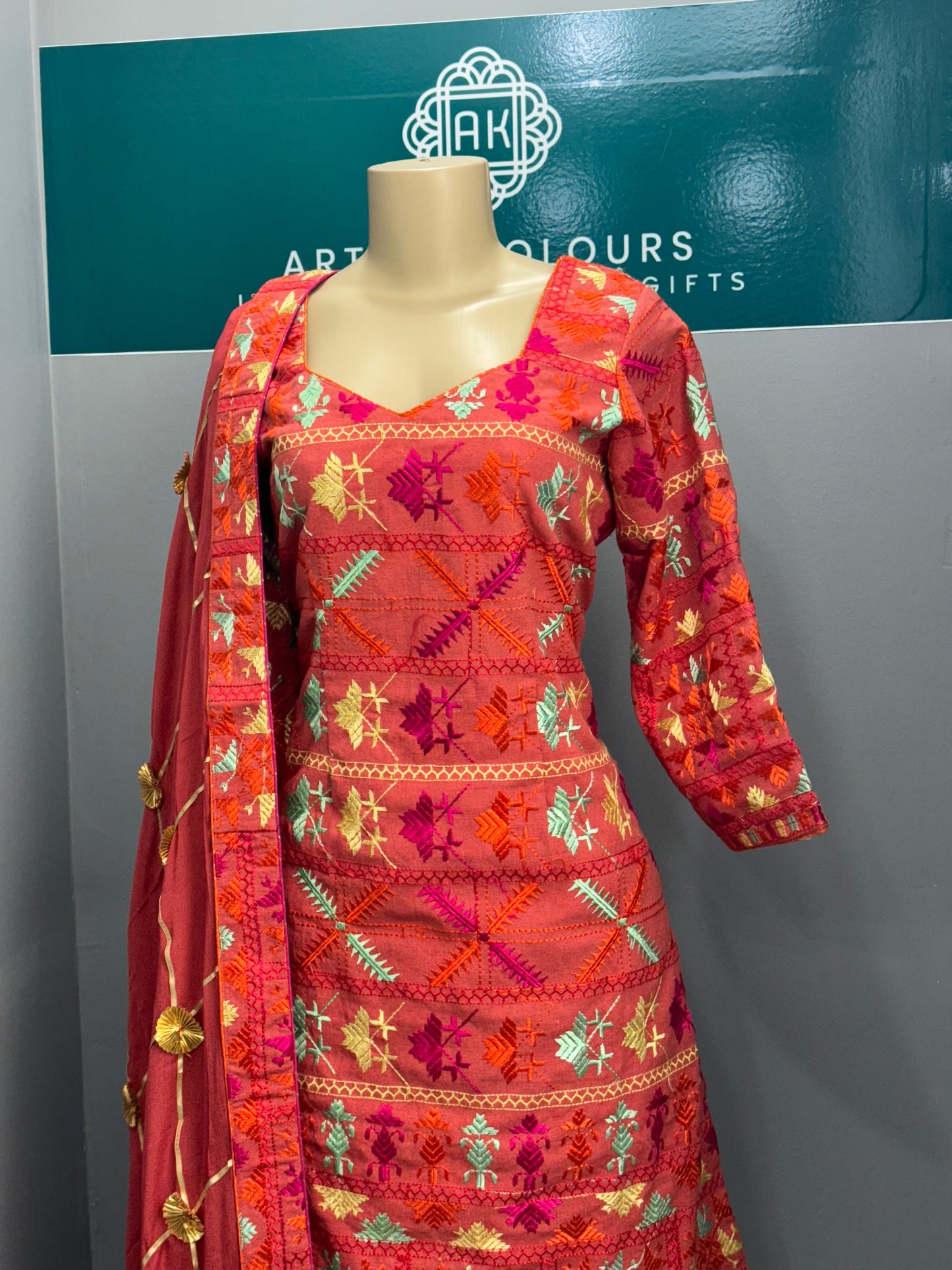 Traditional Phulkari Sharara Suit