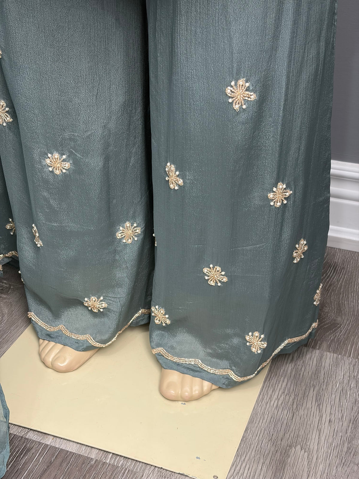 Pure Chinon Grey Handwork Plazo Suit AK3941-1326