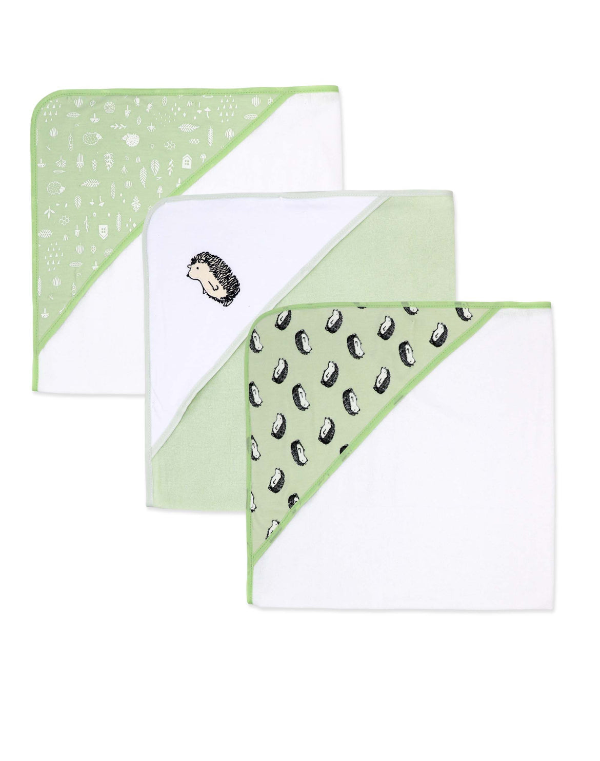 3 Pack HedgeHogs Baby Towel - Green