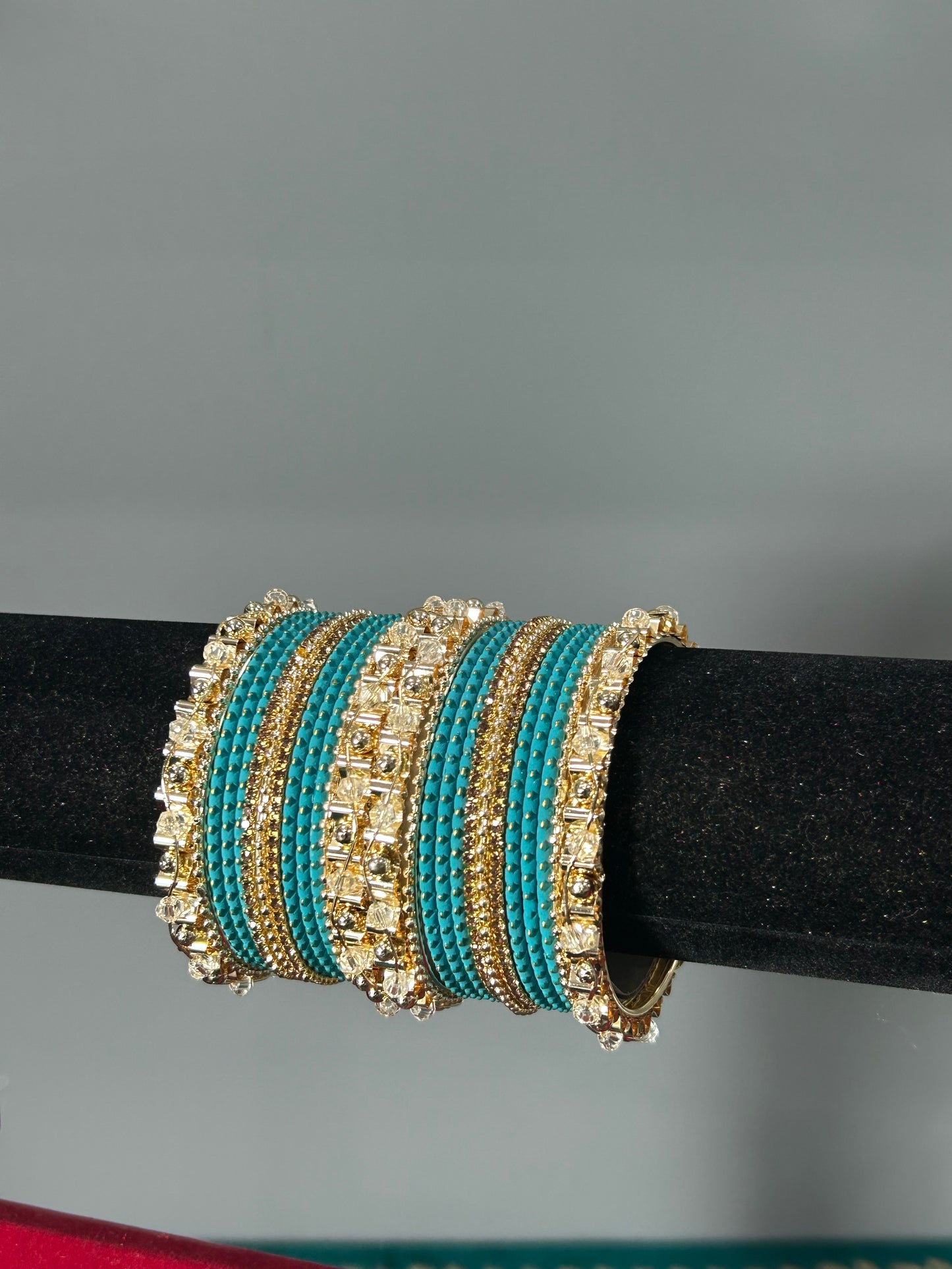 Aqua Blue Golden Grace Bangles