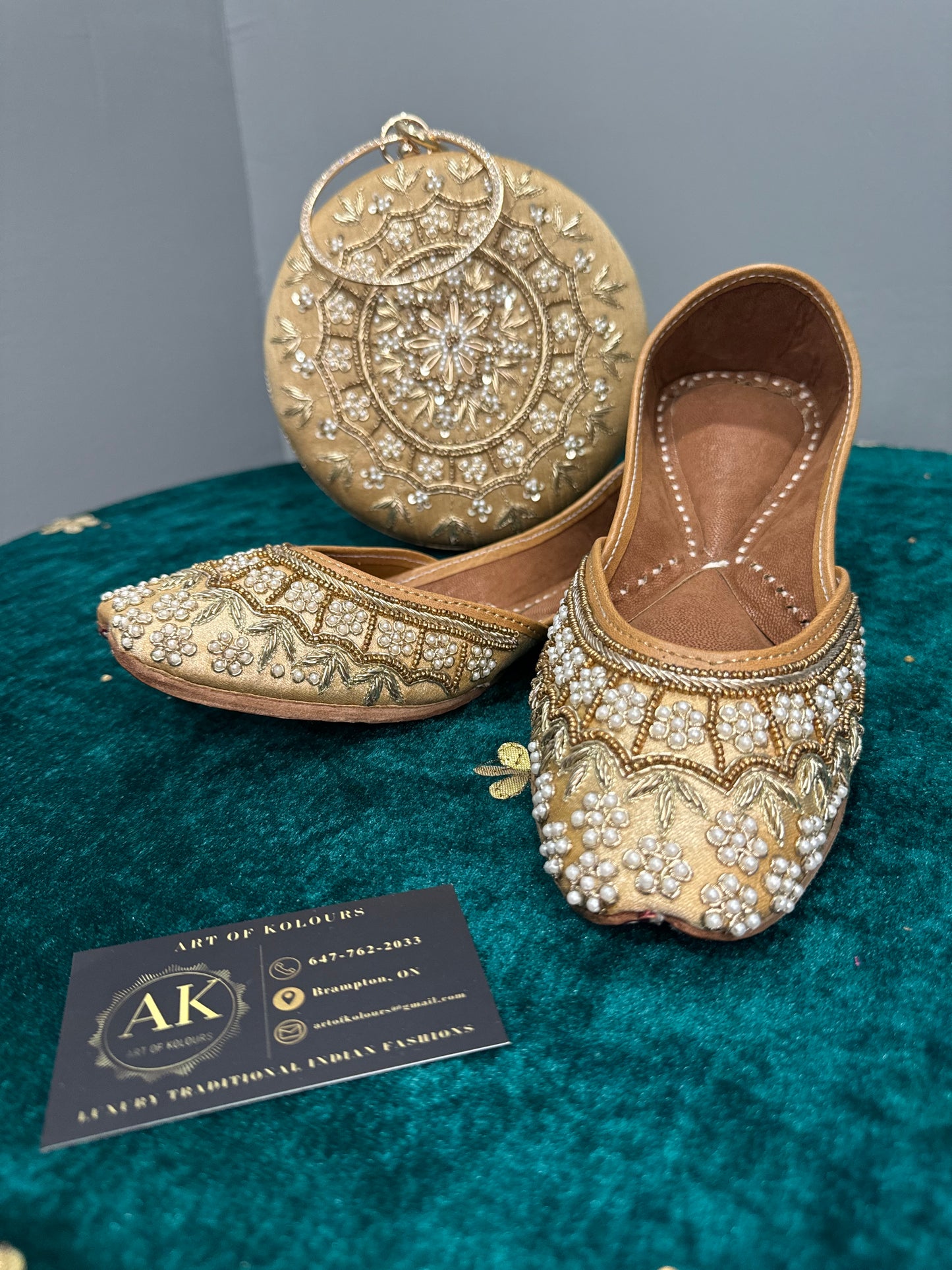 Gold Jutti And Clutch