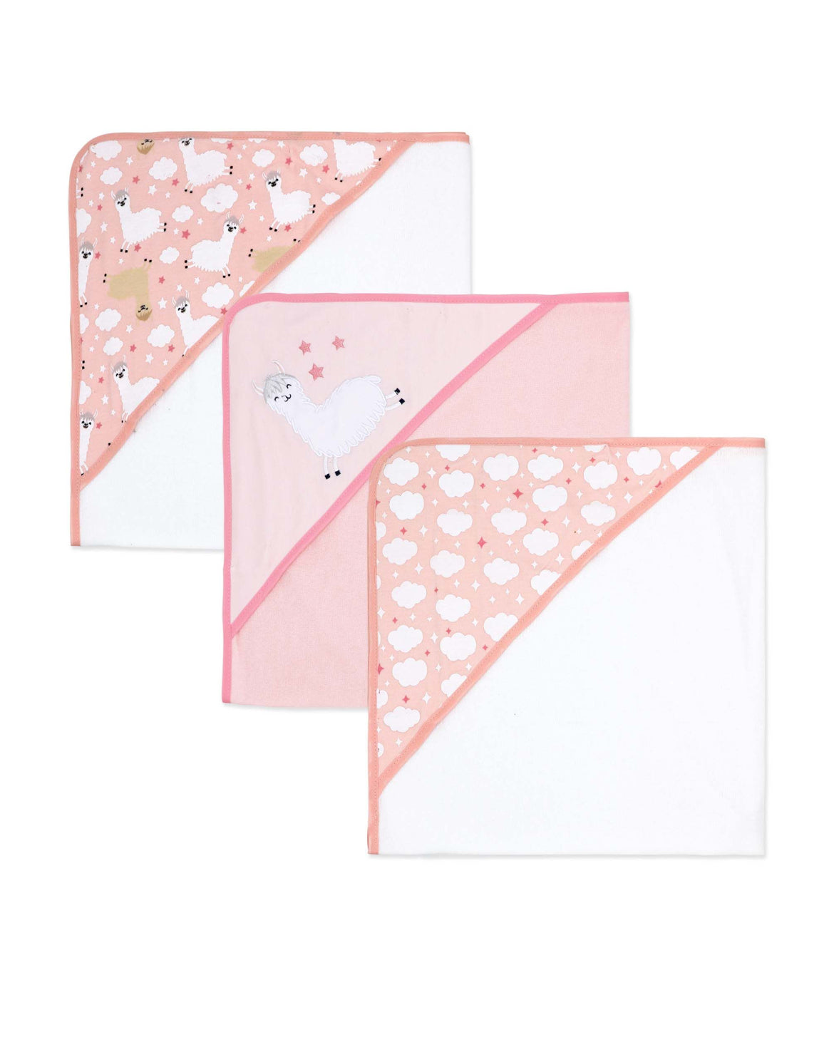 3 Pack Llama Party Baby Towel - Pink