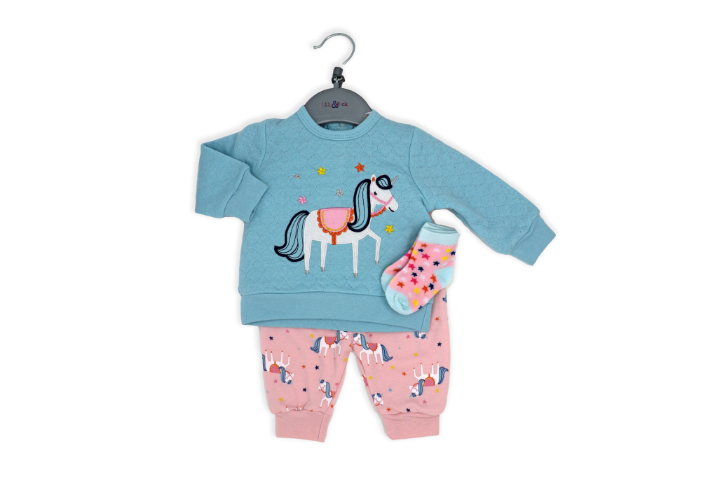 Girls 3 Piece Quilted Set: Unicorn