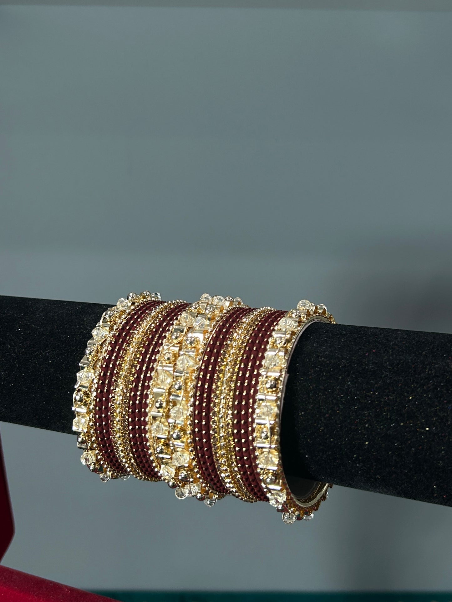 Maroon Golden Grace Bangles