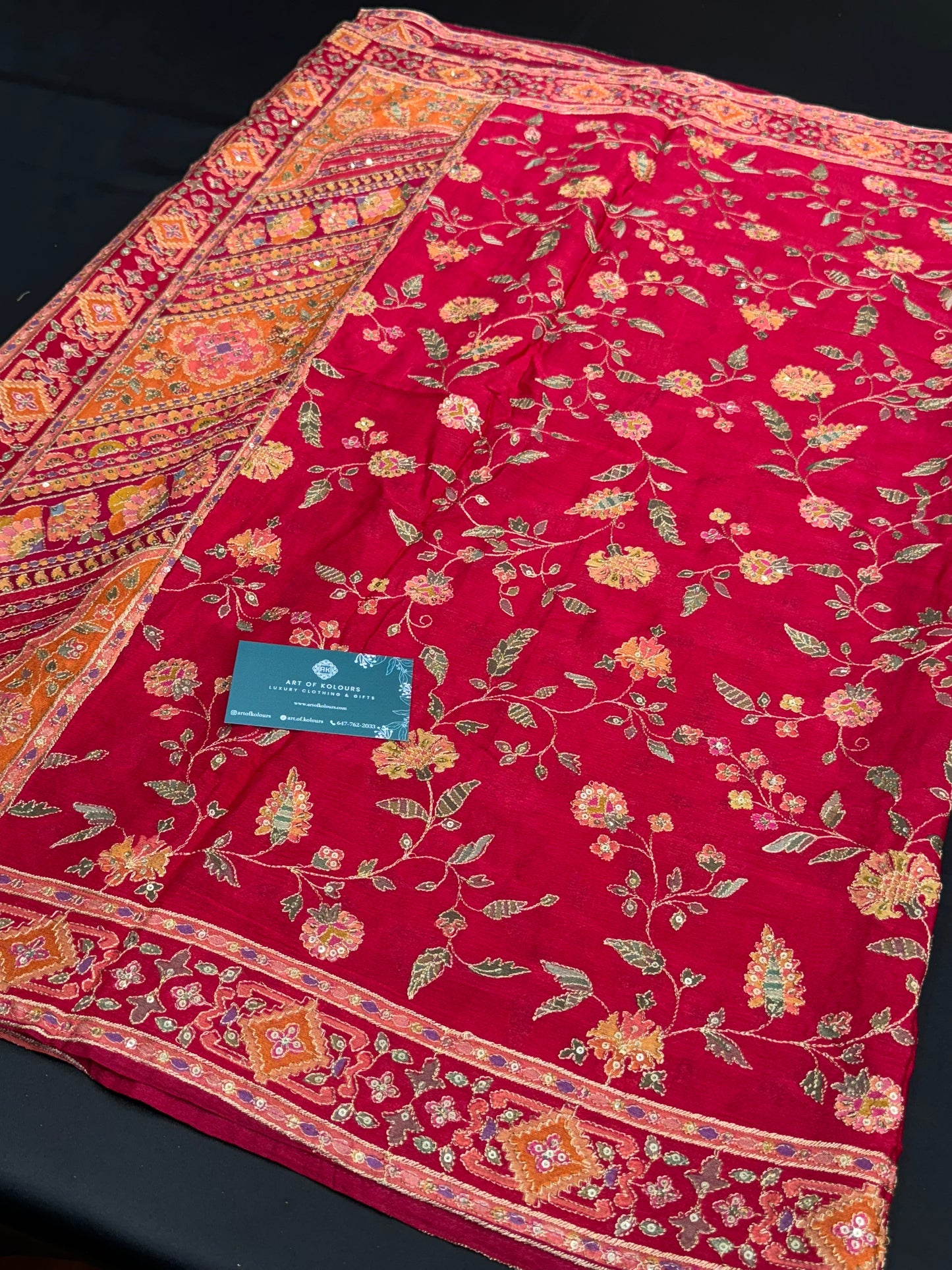 Simrit Position Work Dupatta Red