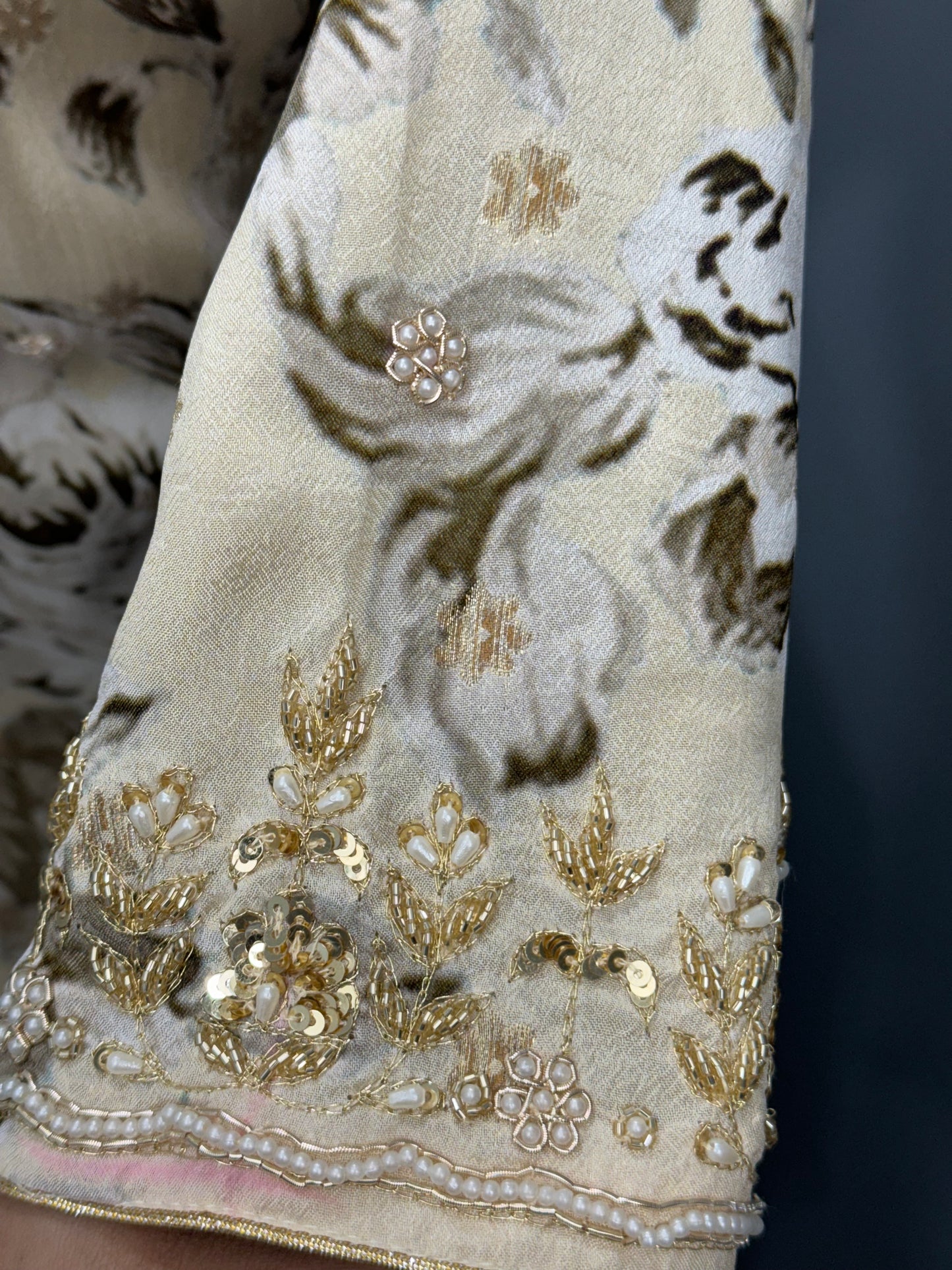 Sonam Printed Handwork Salwar Suit Cream