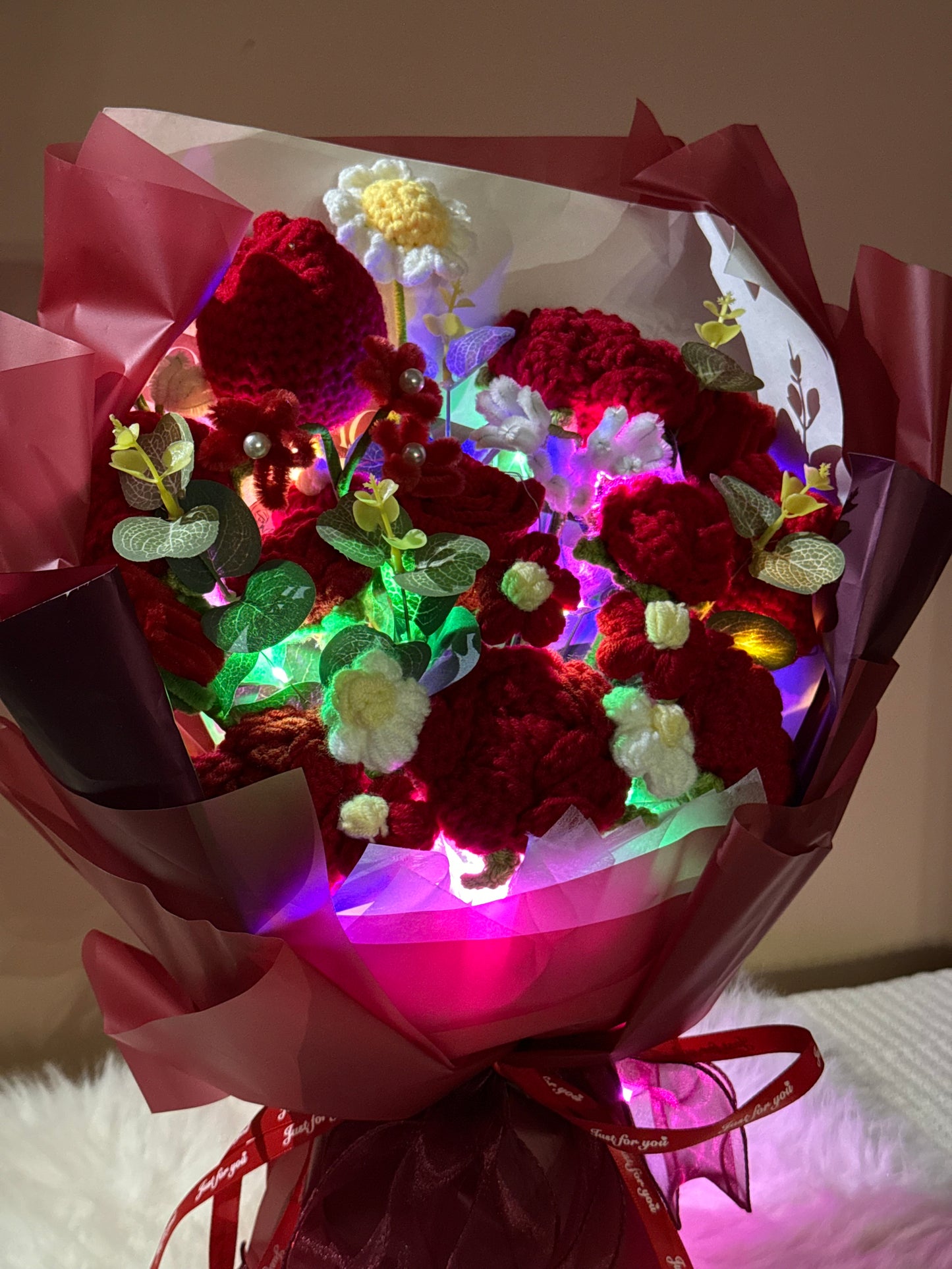 Crochet Flower Bouquets Red Large