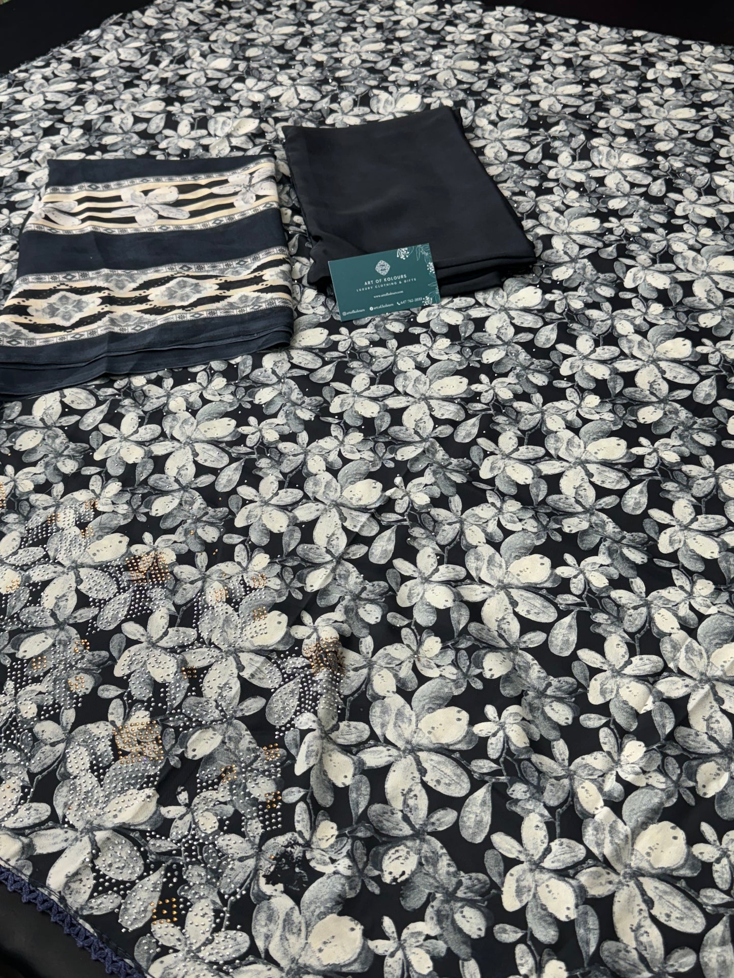 Chill Mill Tara Black and White Unstitched Suit