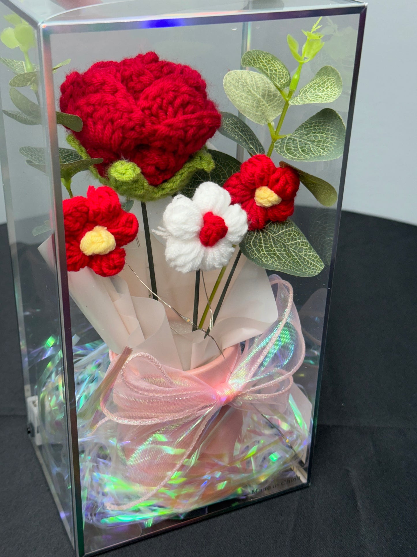 Crochet Flower Bouquets Red