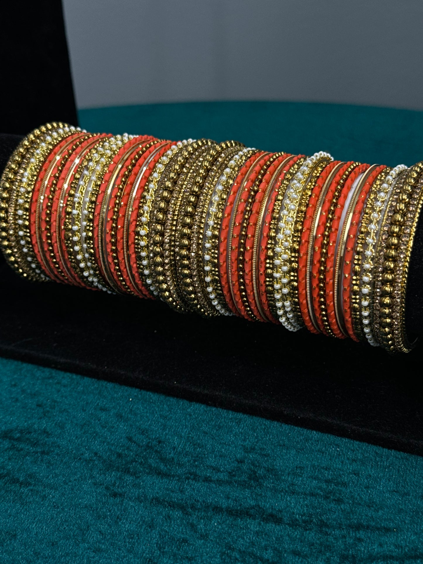 Orange Designer Work Bangles
