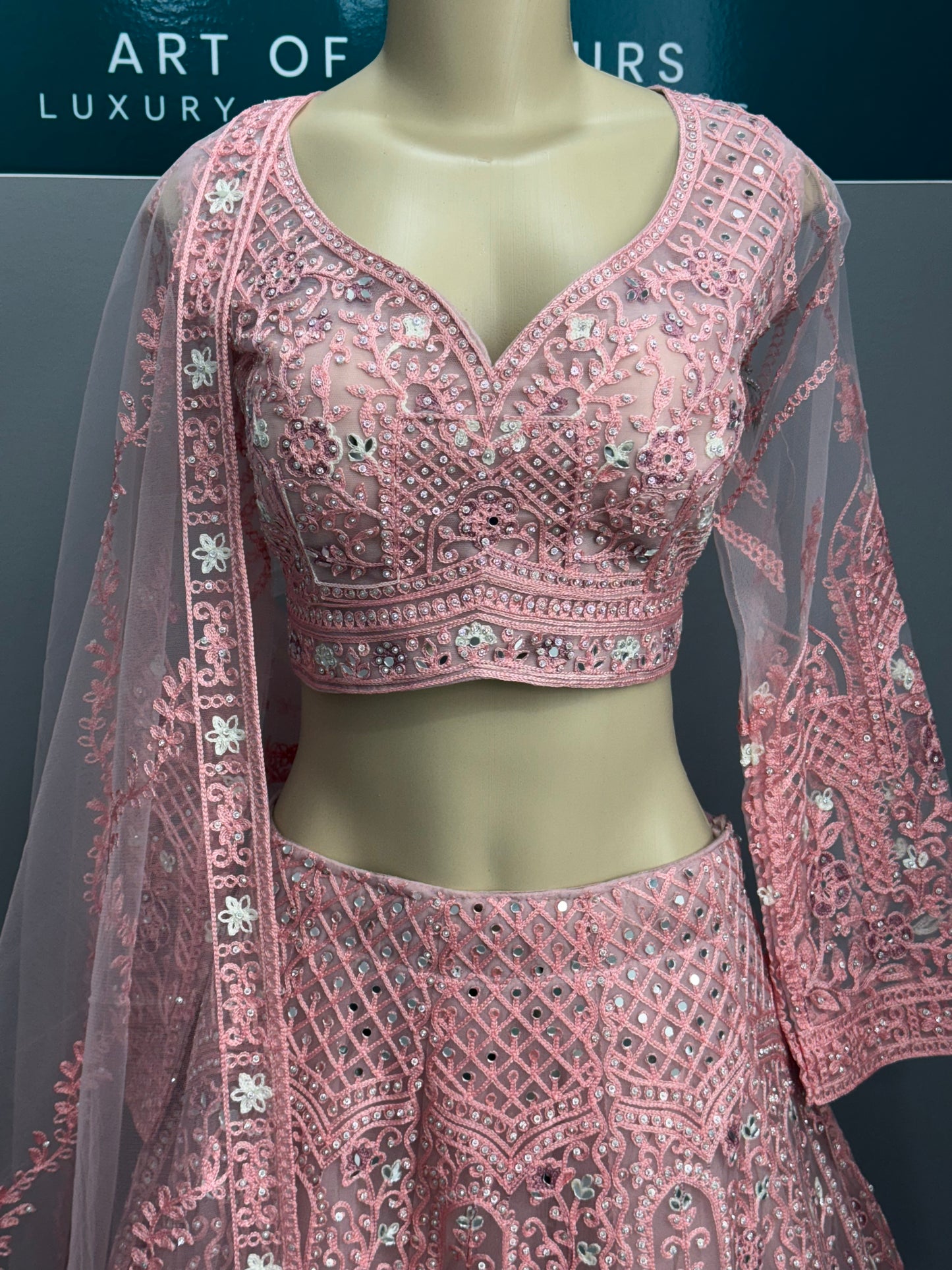 Beautiful Embroidered & Mirror Work Lehenga