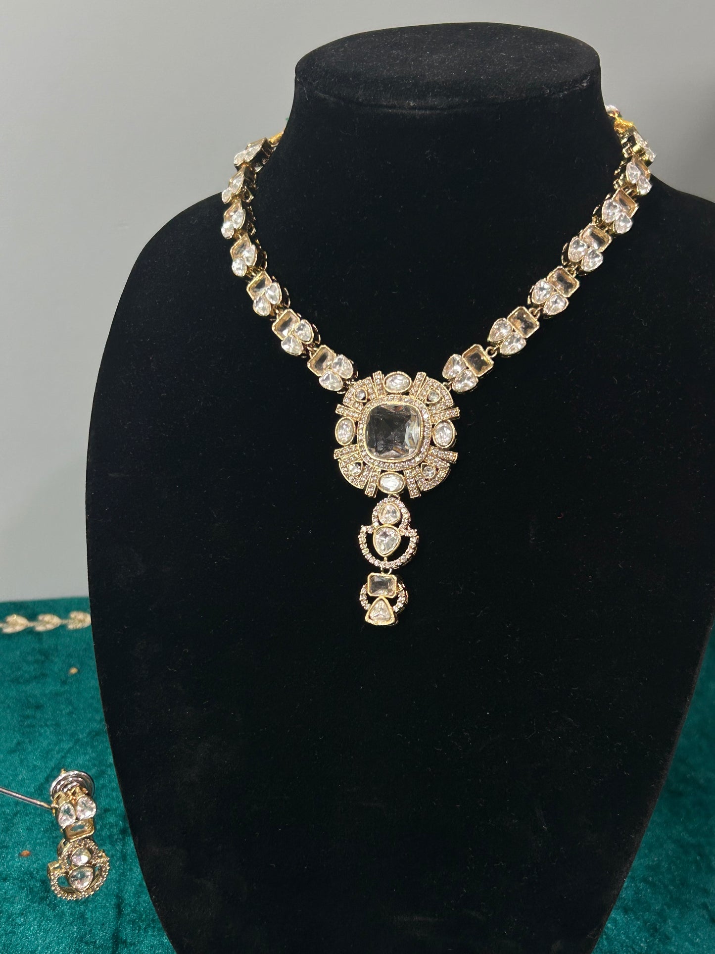 Gold Moissanite Necklace Set