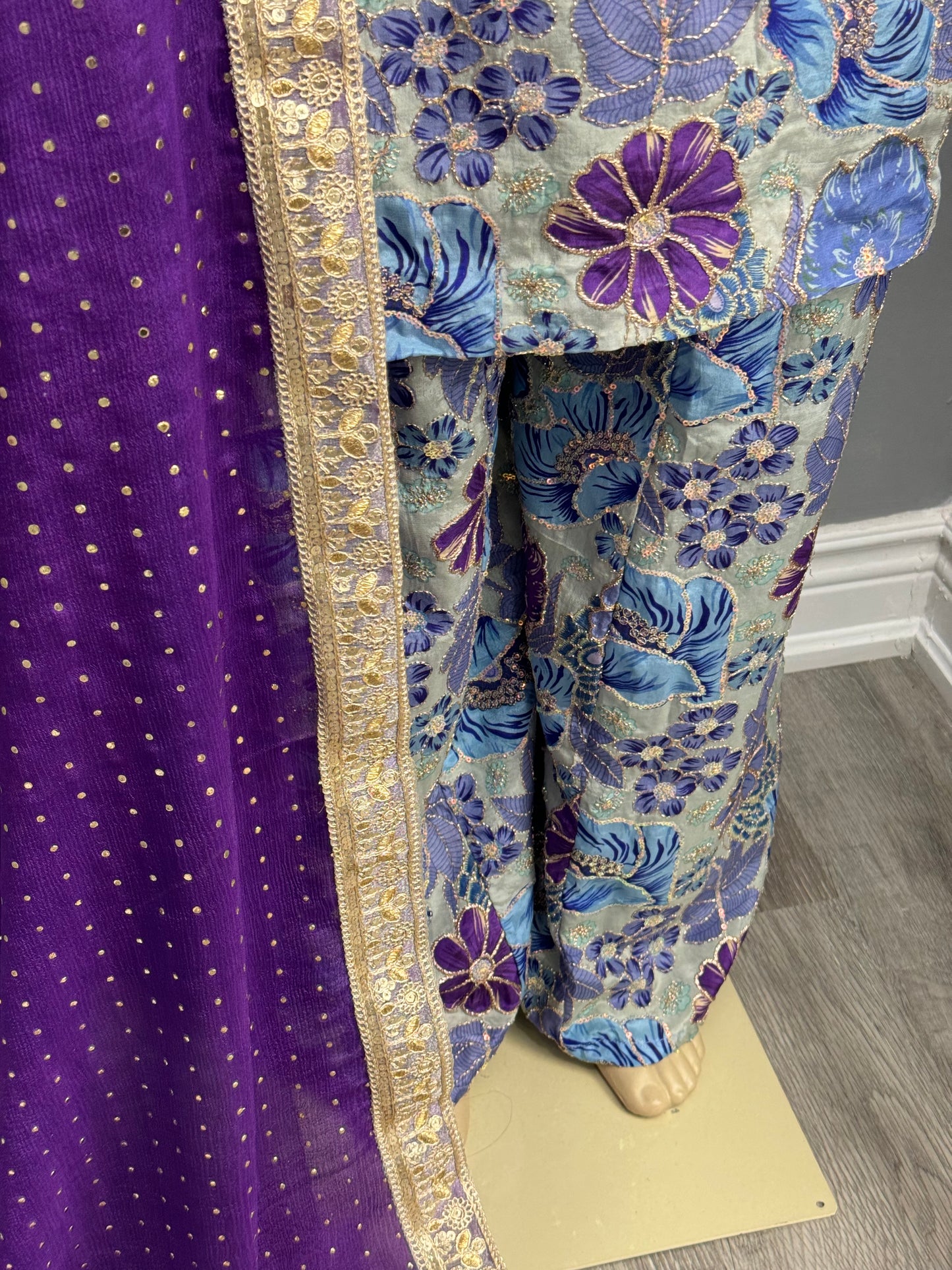 Blue Morni Phulgaz Sharara Suit