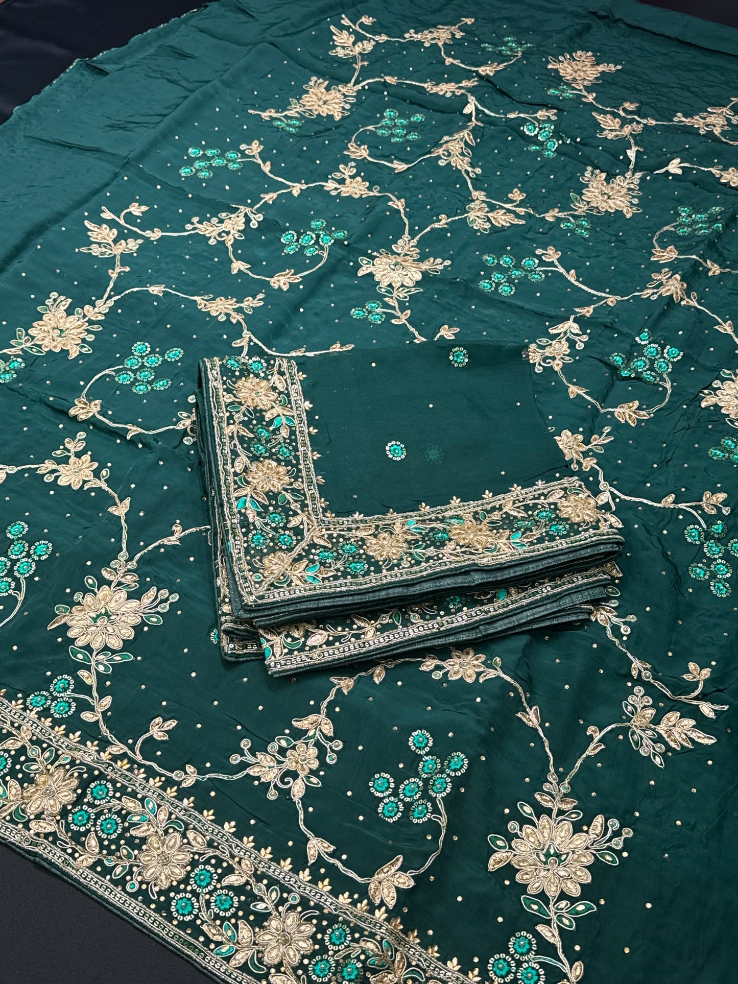 Shahi Elegance Green Unstitched Suit