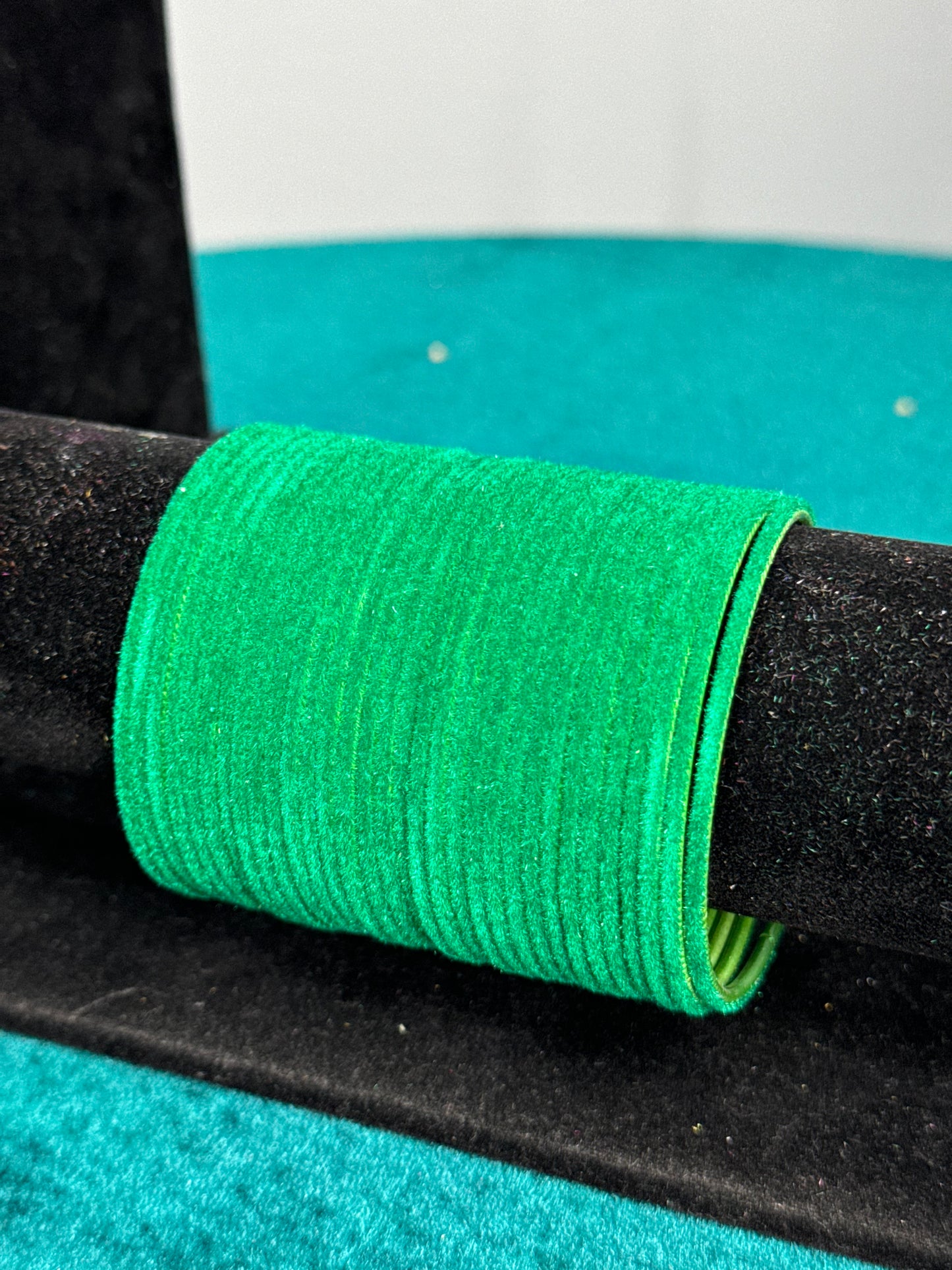 Green Plain Velvet Bangles