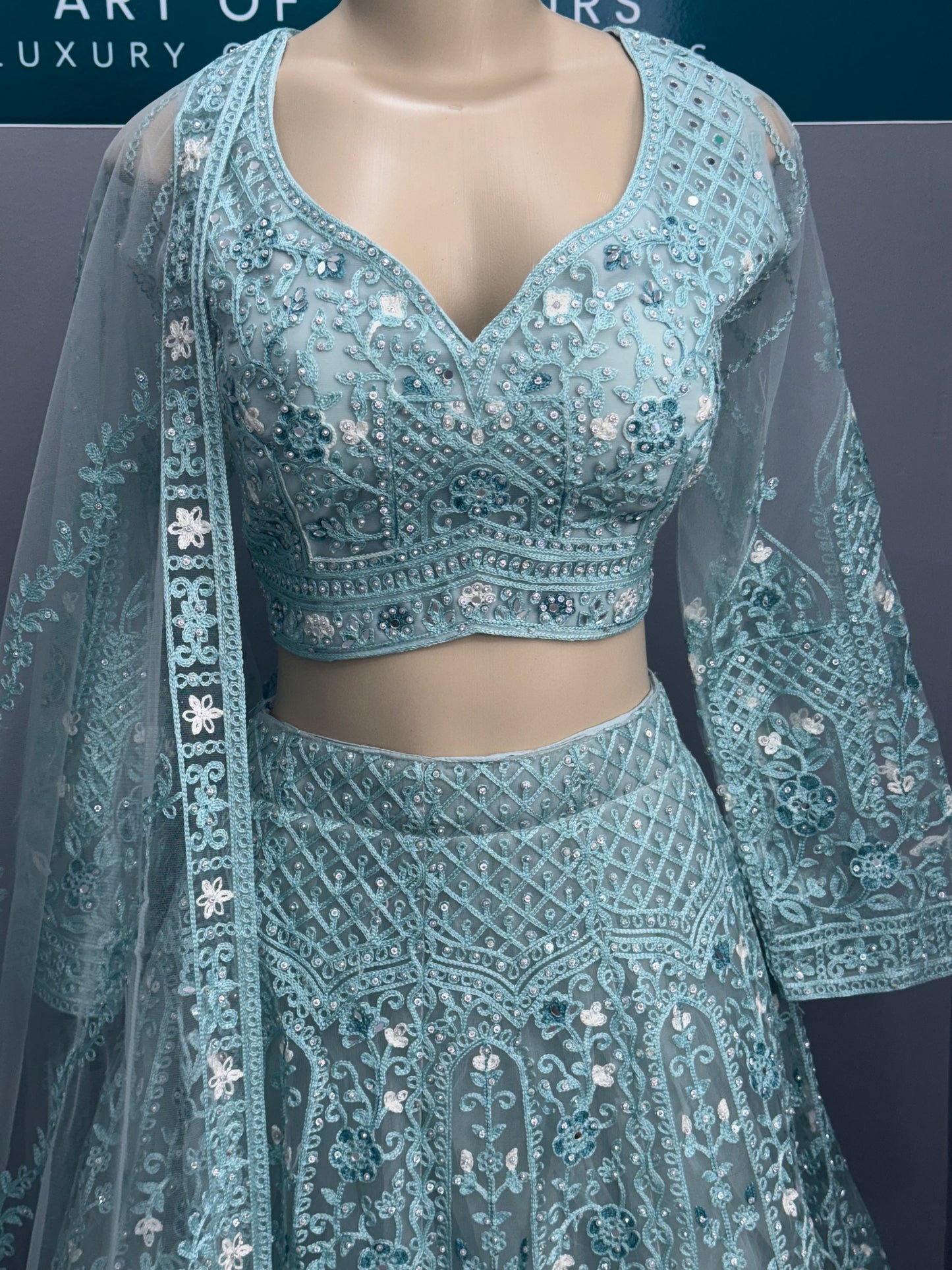 Beautiful Embroidered & Mirror Work Lehenga