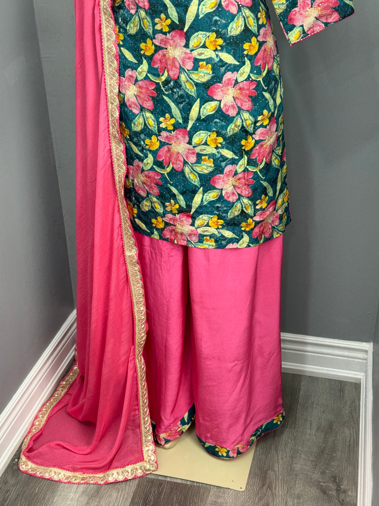 Blue Jasmine Gulzar Contrast Sharara Suit