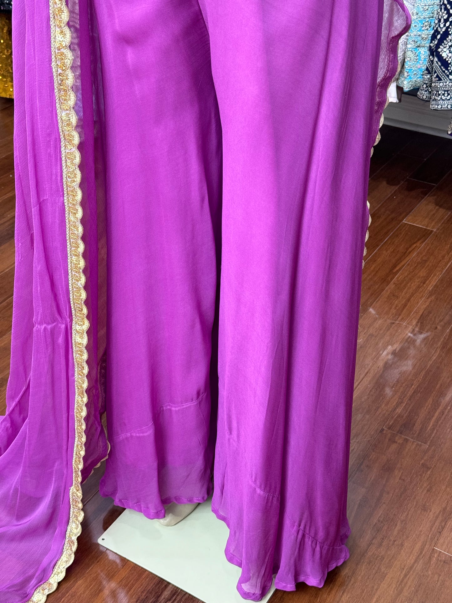 Sequence Work Cape Style Purple Sharara Suit