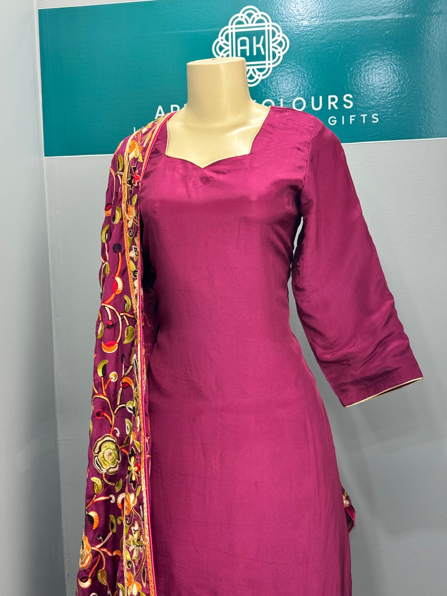 Plain Wine Salwar Suit with Heavy Dupatta
