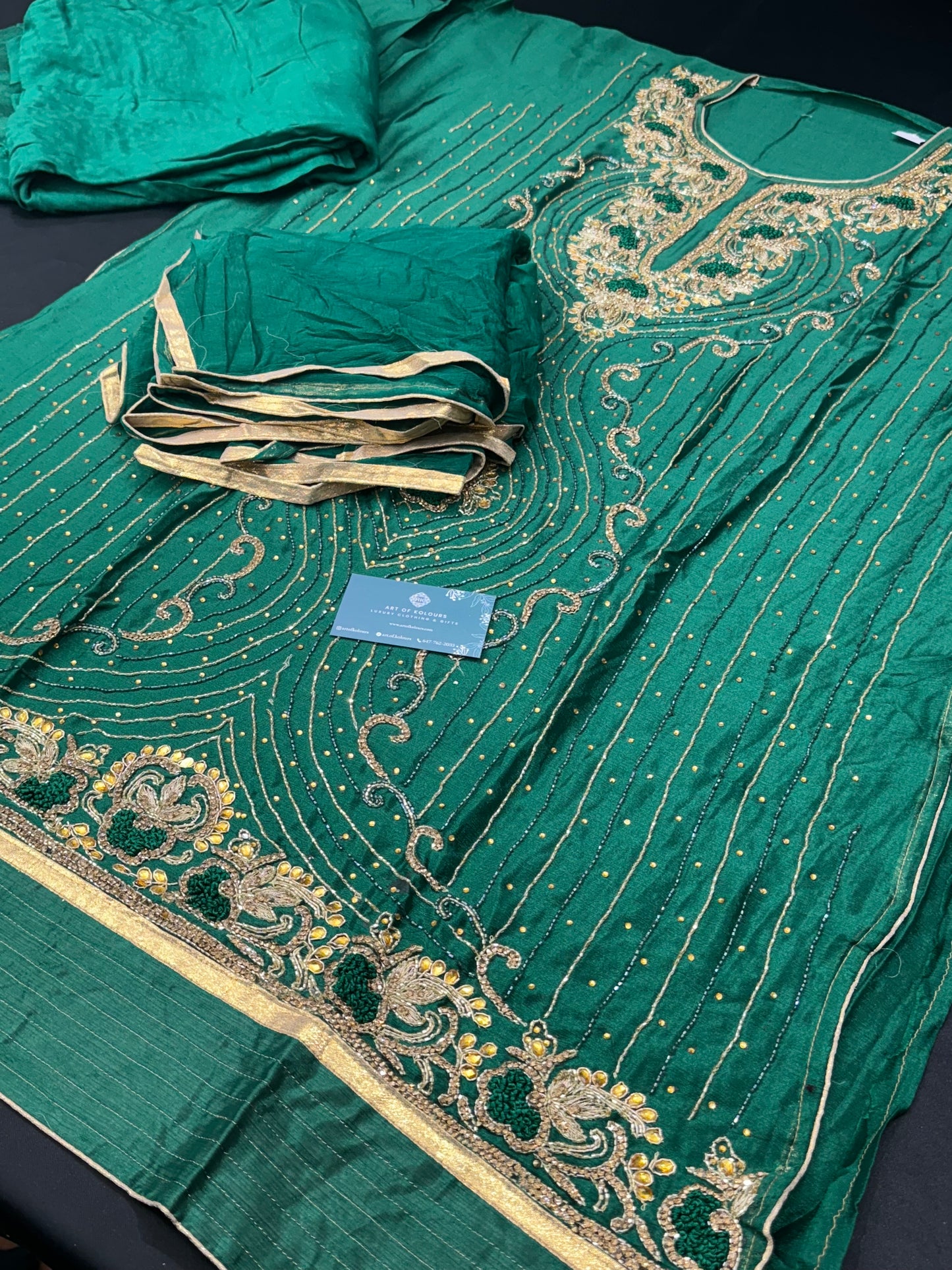 Racha Pala Green Semi-Stitched Suit