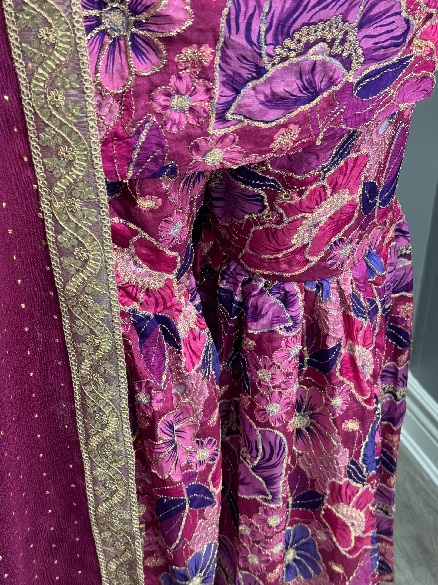 Purple Morni Phulgaz Gharara Suit