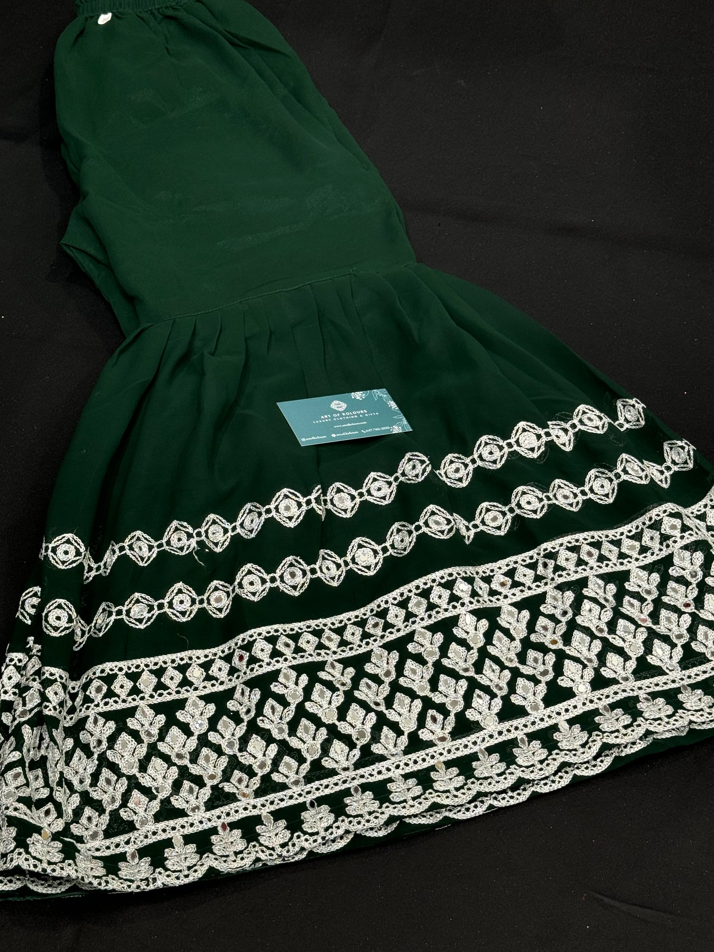 Vanya Kids Gharara Suit- Dark Green