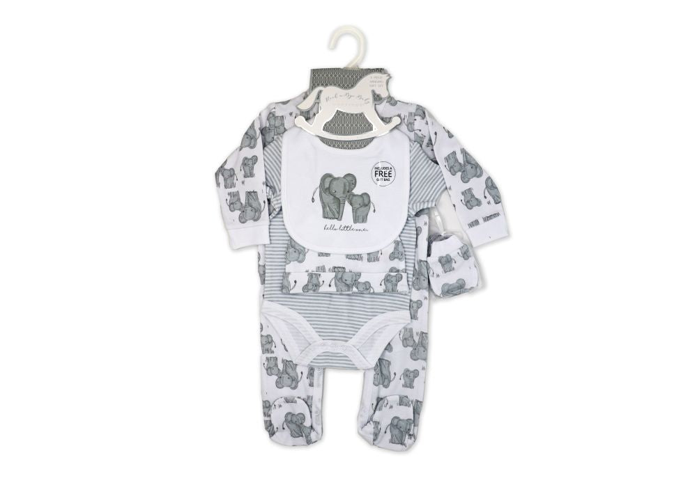 Unisex 5 Piece Mesh Bag Gift Set: Elephant