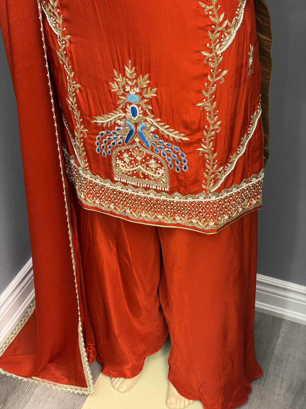 Rust Pure Crepe Handwork Sharara Suit AK 65-0526