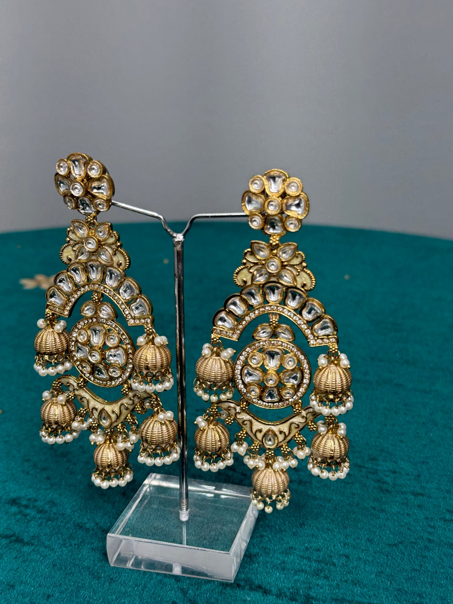 Majestic Bahubali Kundan Earrings
