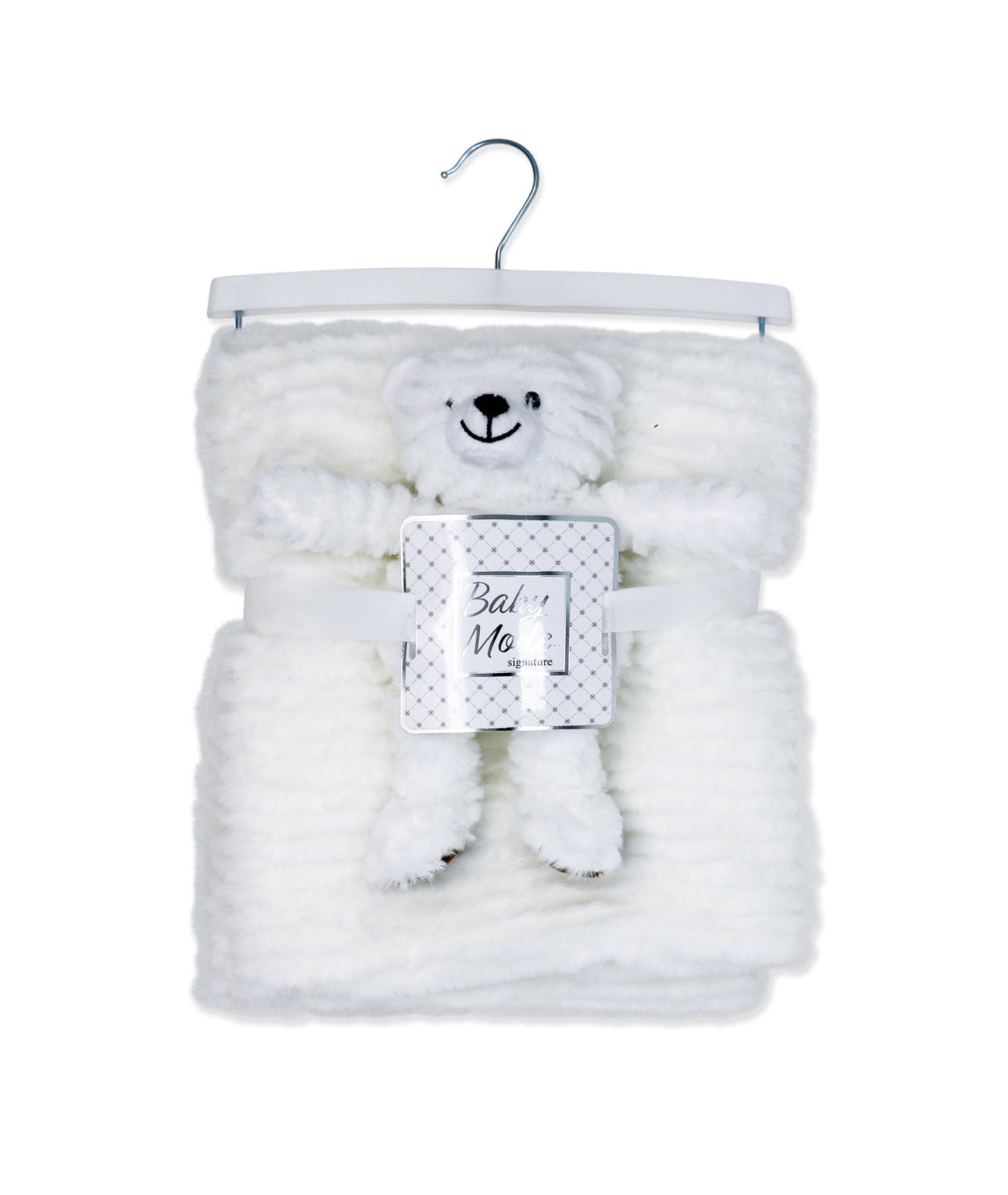 Blanket and Buddy- White Ribbed