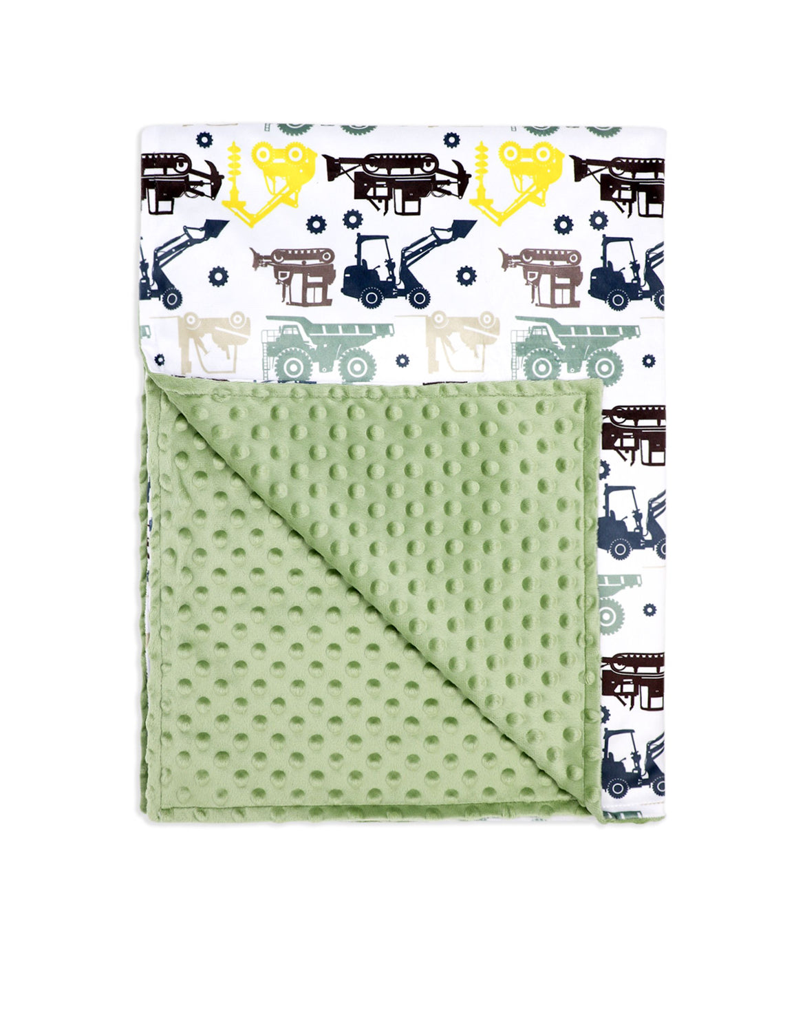Baby Blanket Double Sided - Green/Construction