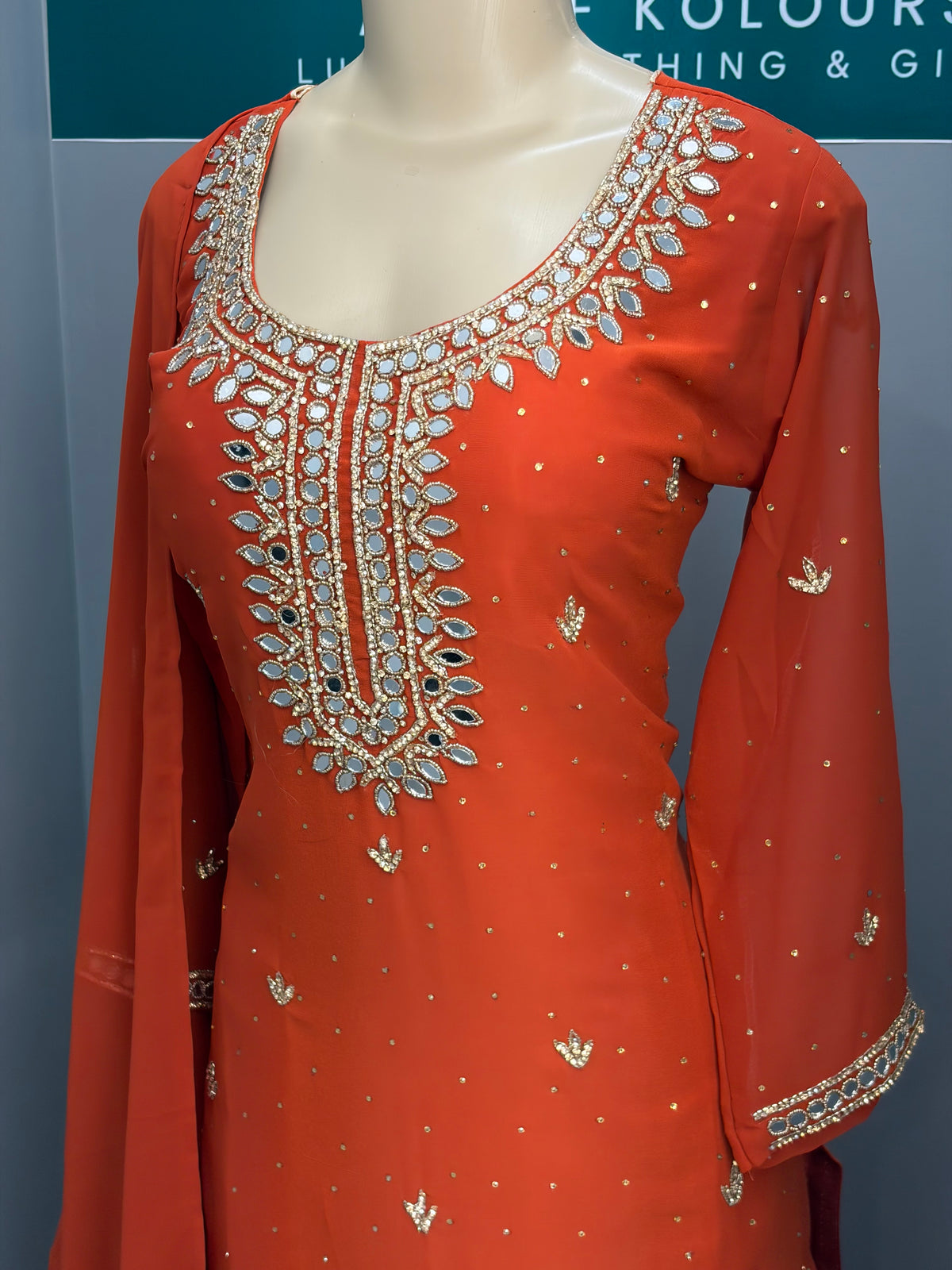 Rust Mirror Work Farshi Salwar Suit AK7576-1226