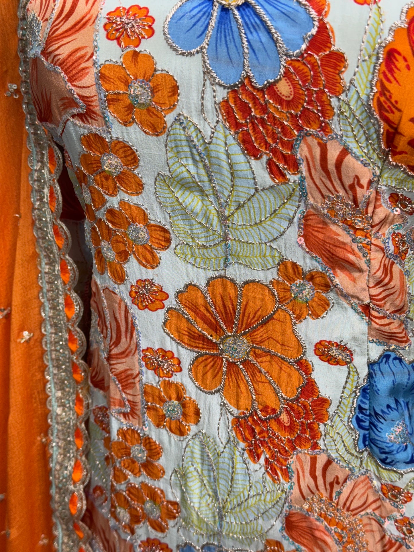 Orange Morni Phulgaz Sharara Suit